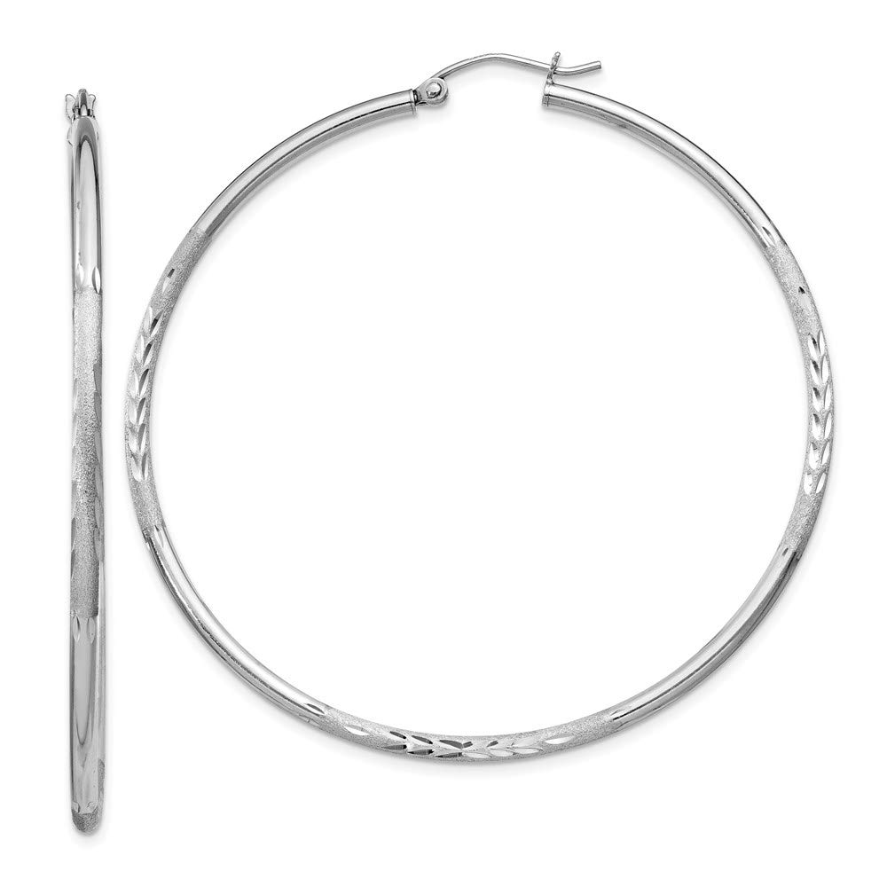 Elegant 58mm Diamond-Cut Sterling Silver Hoop Earrings for Women - Perfect for Everyday Wear, Date Nights & Special Occasions