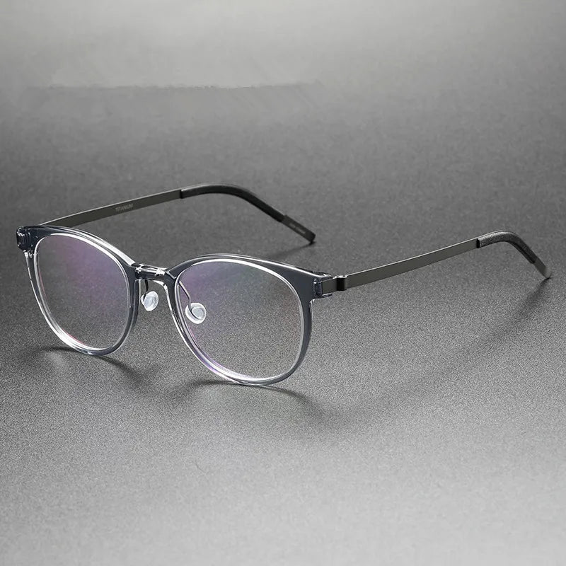 Unisex Full Rim Oval Square Titanium Acetate Eyeglasses Frame 48181 - Lightweight Durable Glasses for Men & Women - Perfect for Reading, Work, and Everyday Wear