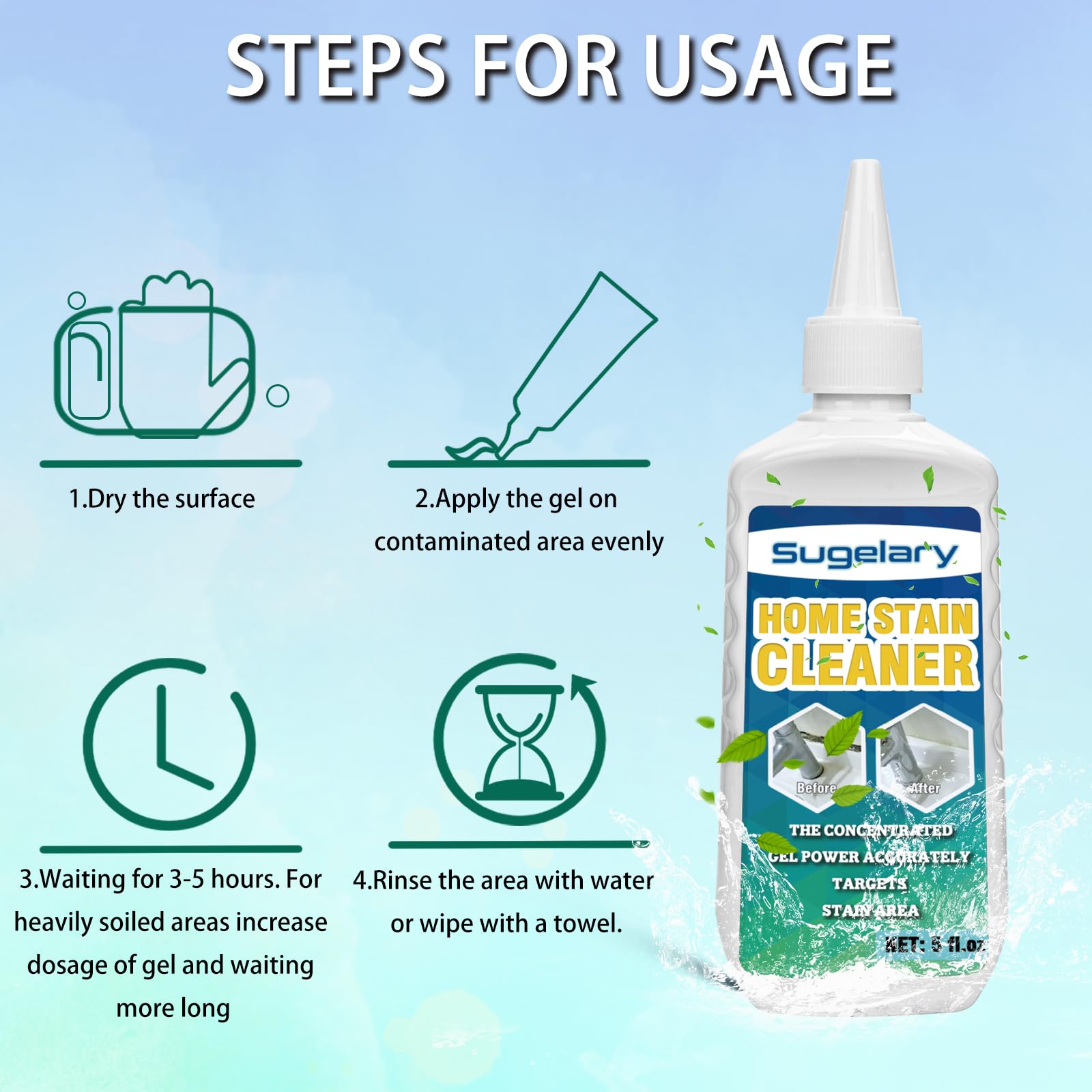 Sugelary Home Remover Gel - Powerful Household Cleaning Solution for Washing Machines, Refrigerators, Sinks & Showers | Removes Stains from Grout, Seals & Surfaces | Ideal for Kitchen, Bathroom & Home Maintenance (1 Pack)