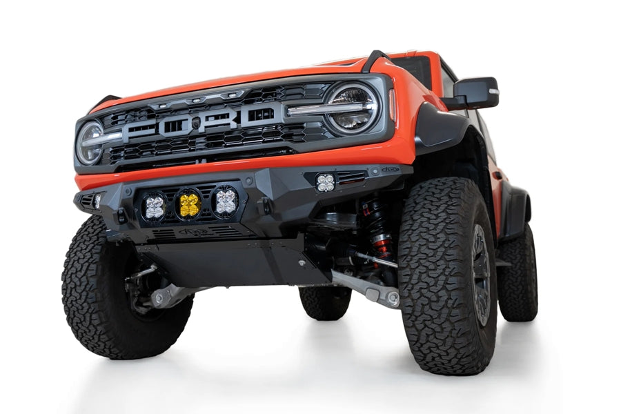 Ford Bronco Raptor Bomber Front Bumper by Addictive Desert Designs | Heavy-Duty Off-Road Protection for Rock Crawling & Trail Adventures