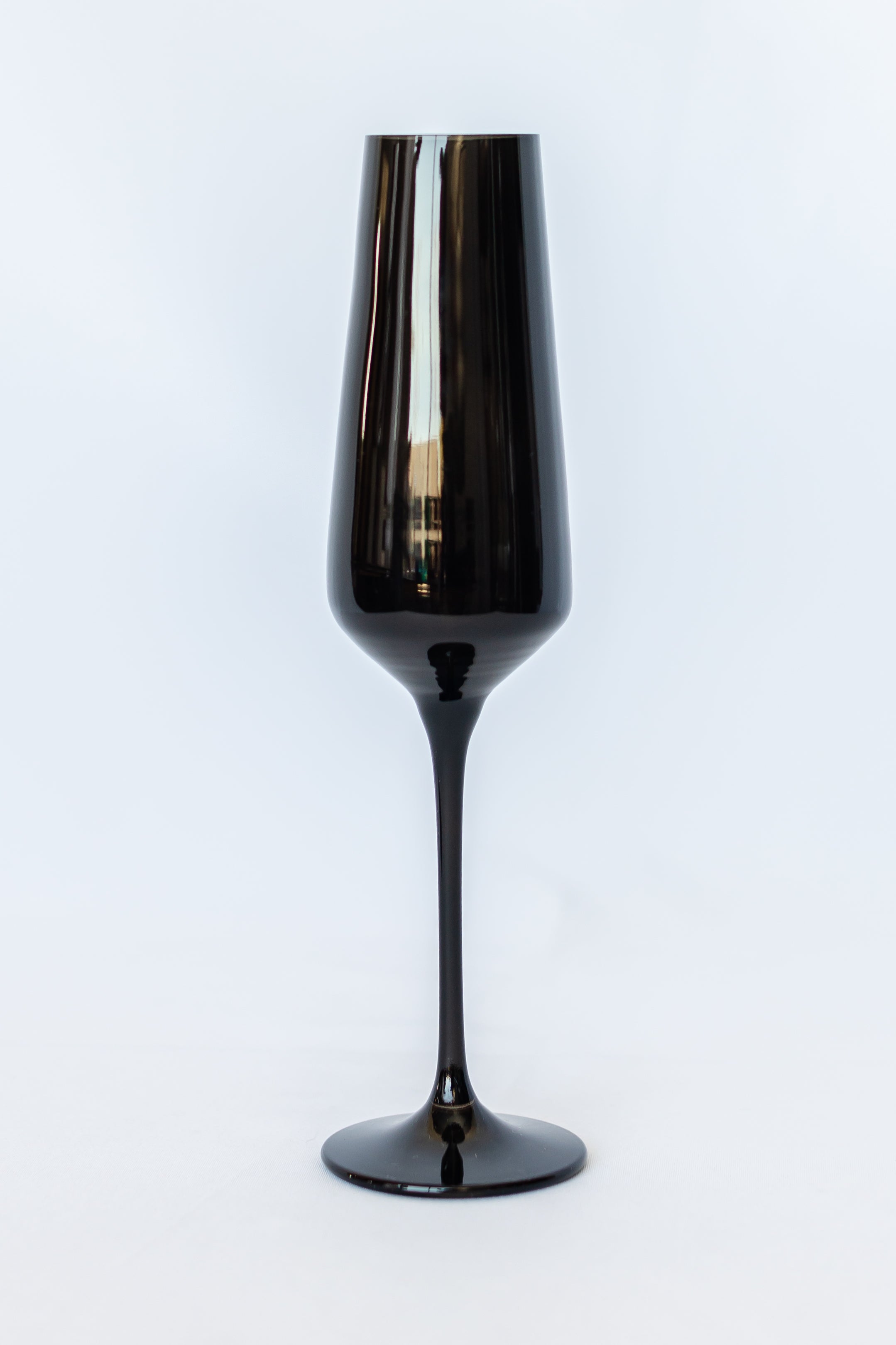 Elegant Estelle Colored Champagne Flute Set of 2 - Black Glassware for Wedding Toasts & Romantic Celebrations