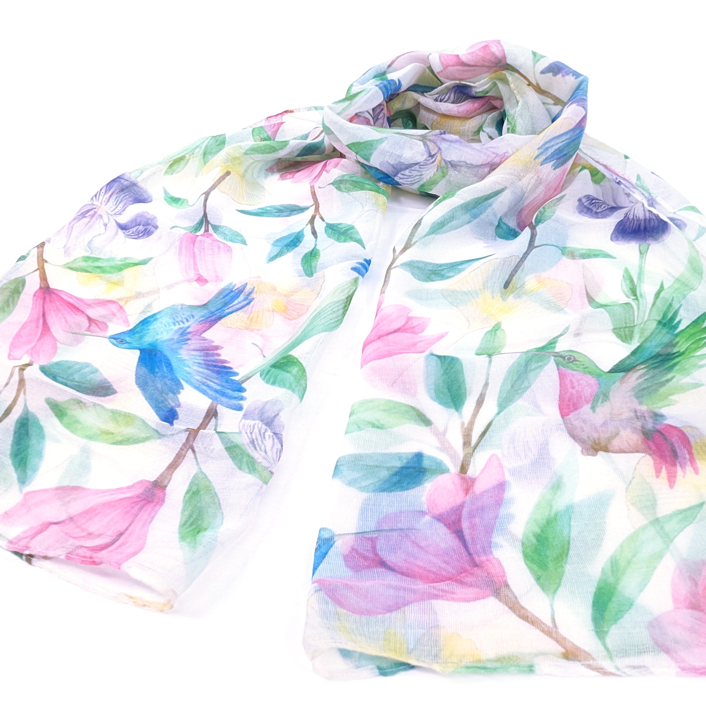 Stylish Tropical Hummingbird Scarf (50x180cm) - Lightweight Fashion Accessory for Women, Perfect for Spring Outfits, Beach Cover-ups and Boho Chic Looks