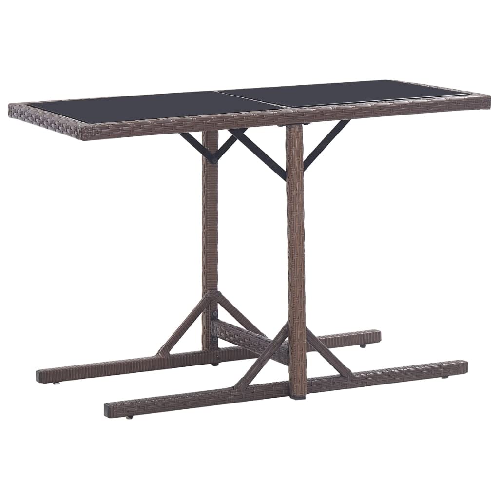 Brown Rattan Square Coffee Table with Glass Top - 43.3
