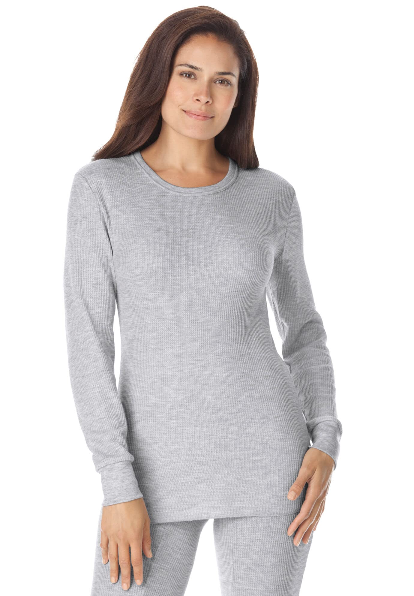 Comfort Choice Women's Plus Size Thermal Waffle Long Sleeve T-Shirt - Warm Winter Base Layer for Cold Weather & Outdoor Activities