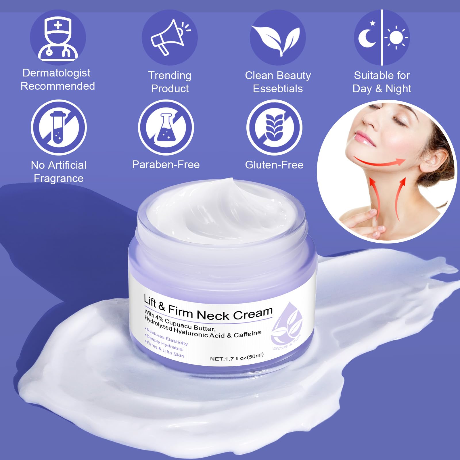 Anti-Aging Neck Firming Cream - Tightening & Lifting Treatment for Sagging Skin | Moisturizing Neck Cream for Crepey Skin & Wrinkles | Daily Skincare Routine for Youthful Neck & Décolleté