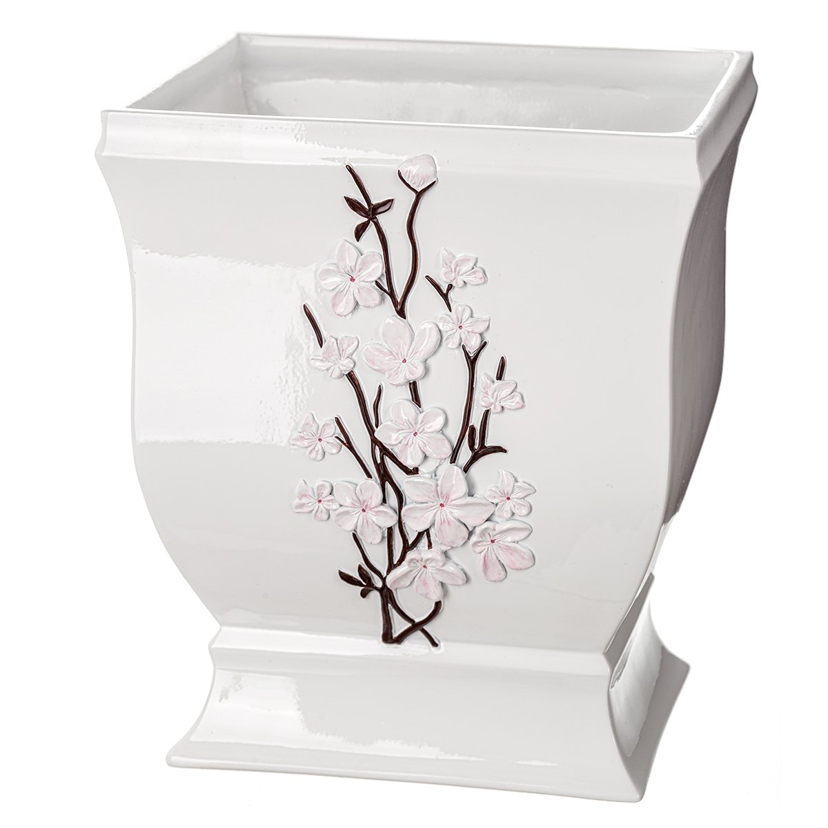 Creative Scents Vanda White Decorative Trash Can - Elegant Waste Basket for Bathroom, Bedroom & Living Room - Durable Small Garbage Bin for Home Decor | Perfect for Powder Rooms, Offices & Guest Rooms