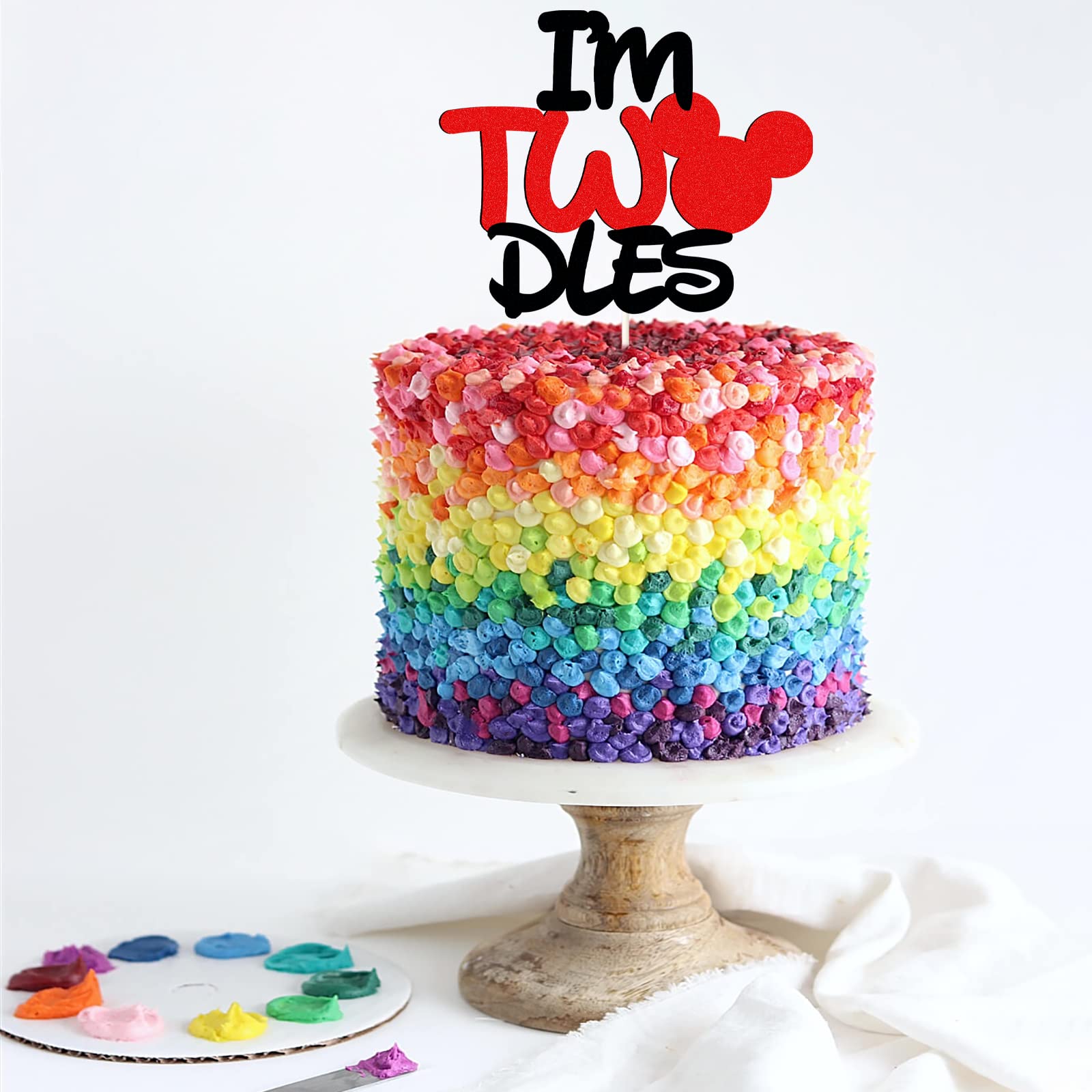 2nd Birthday Cake Topper - I'm Two Mouse Cake Decorations for 2 Year Old Themed Party | Perfect for Toddler Birthday Celebrations, Baby Showers & Disney-Inspired Events