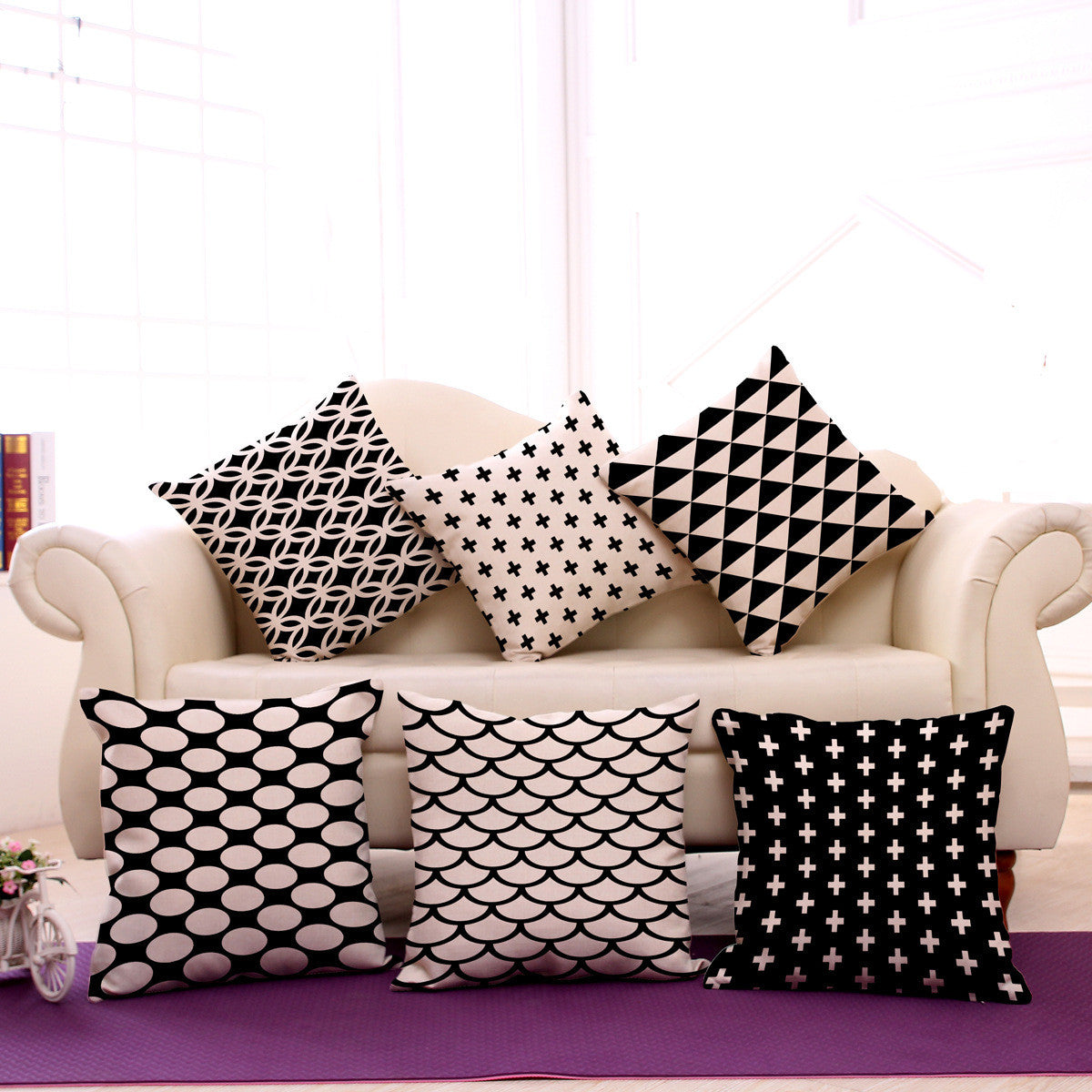 Stylish Black and White Abstract Pillow Cases - Soft & Breathable Bedding for Home Decor, Living Room, Bedroom - Perfect for Modern & Minimalist Interiors