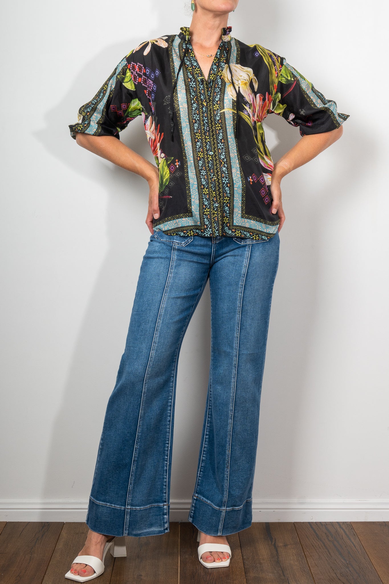 Johnny Was Elda Button Down Shirt for Women - Boho Floral Print Blouse - Perfect for Casual Wear, Office & Date Nights