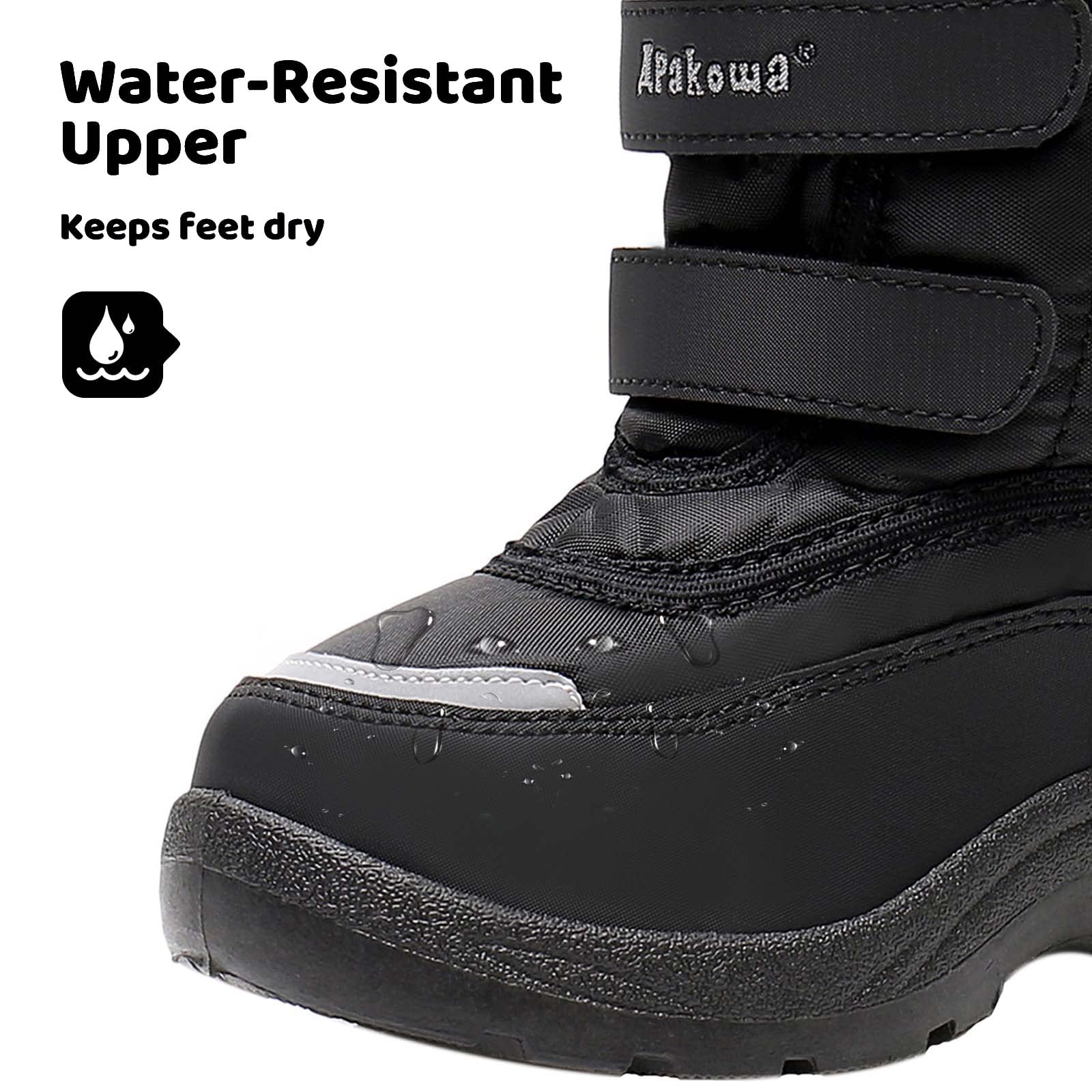 Apakowa Kids Winter Snow Boots for Boys & Girls - Waterproof, Warm & Comfortable Toddler & Little Kid Boots for Snow Play, Outdoor Activities & Cold Weather
