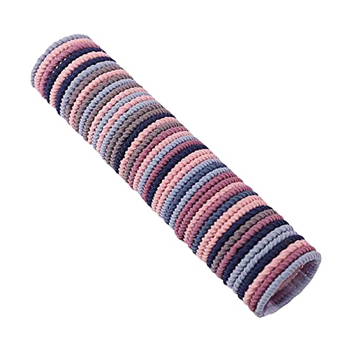 50 Pcs No Metal Hair Ties - Soft Elastic Rubber Hair Bands for Women & Girls, Ponytail Holders for Medium Hair, Hair Ropes in Assorted Colors | Perfect for Workouts, Office, School & Everyday Use