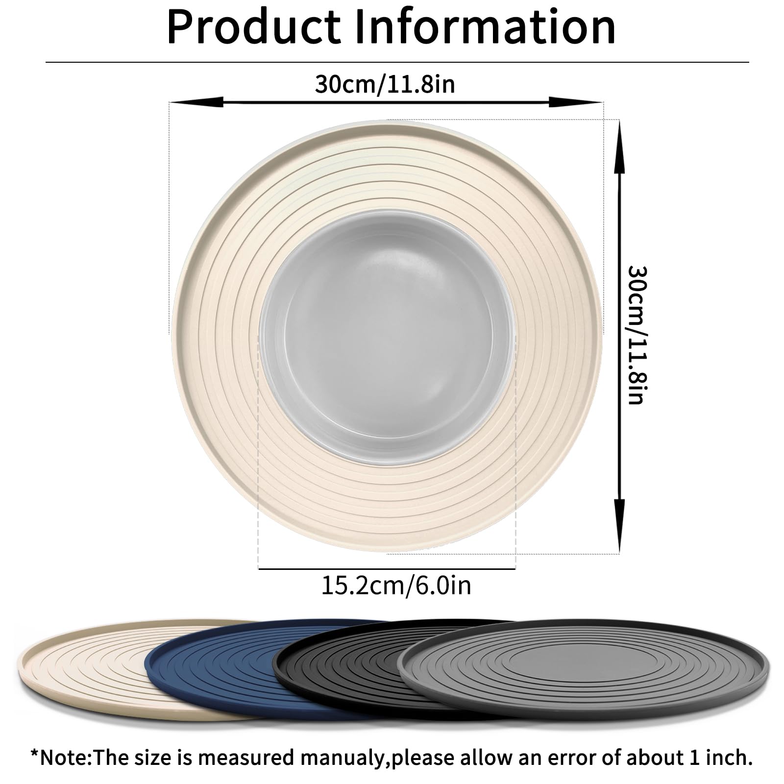 Non-Slip Waterproof Silicone Pet Feeding Mat for Dogs & Cats - 2 Pack Dog Bowl Mats for Food & Water - Small/Medium Pets Puppy Tray Mat Prevents Spills & Residues on Floor (Beige) - Perfect for Kitchen, Dining Area & Travel Use