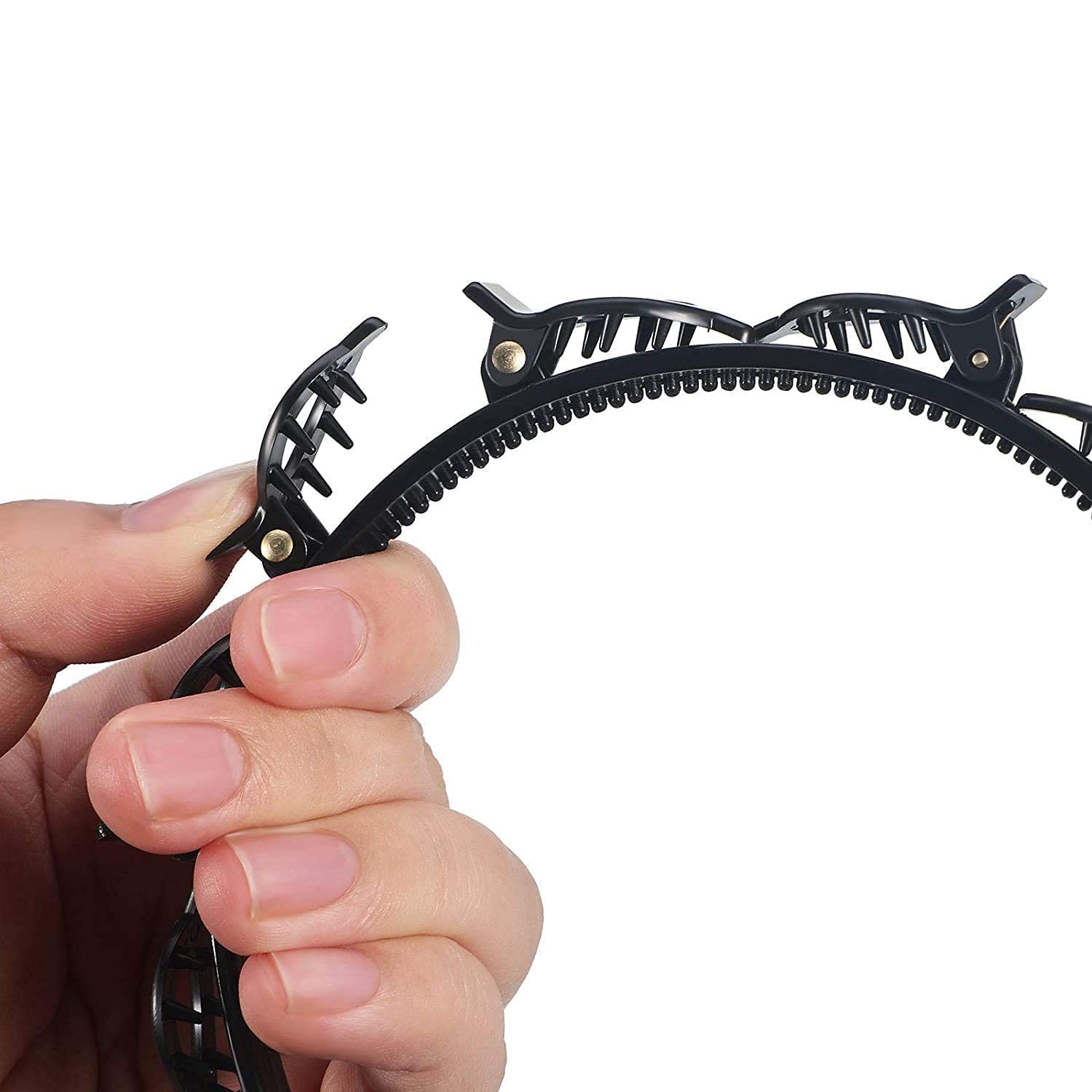 4 Pcs Twist Hairband Set - Alligator Hair Clips with Teeth Comb for Thin or Thick Hair | Korean Style Barrettes for Girls & Women (Black) | Perfect for Braiding, Updos & Everyday Hairstyles