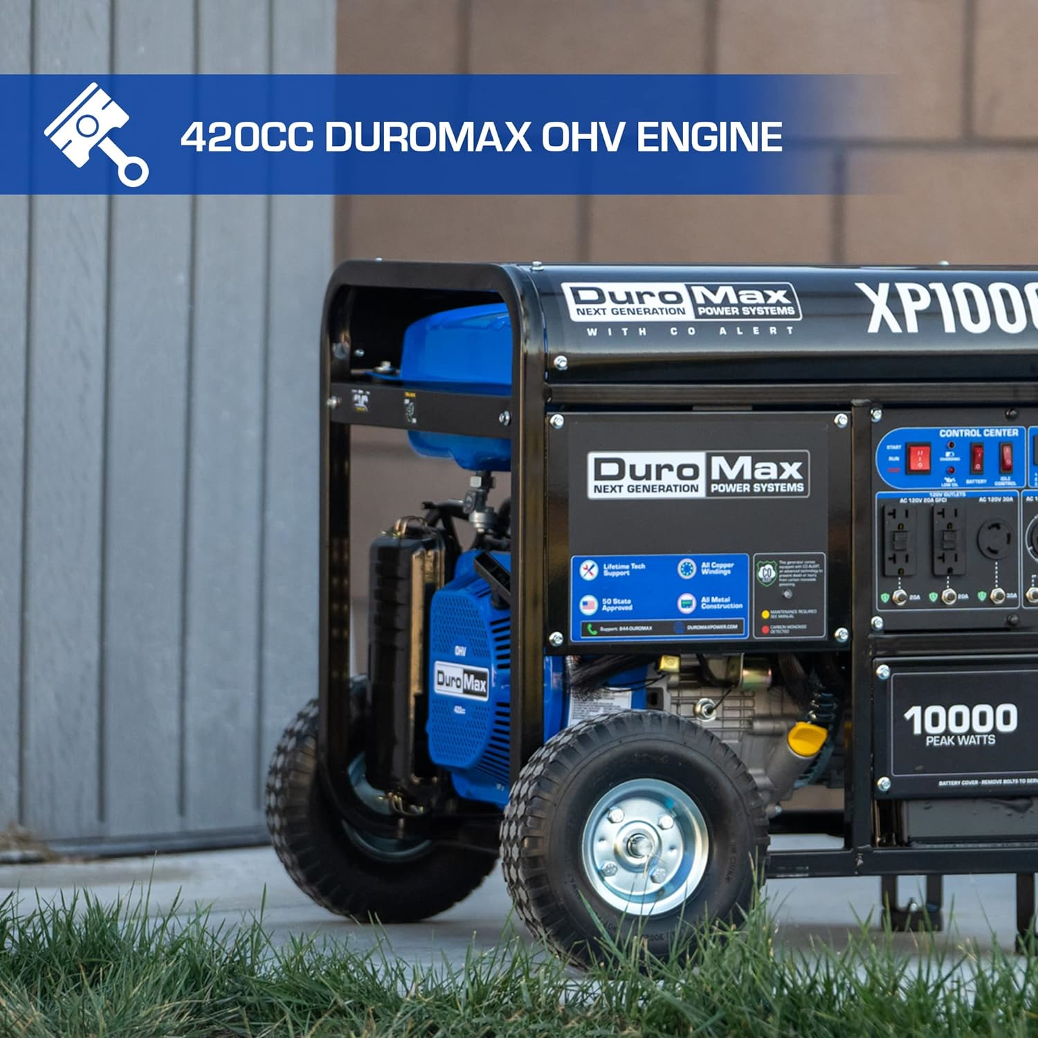DuroMax XP10000X 8500W/10000W Portable Gas Generator with Electric Start & CO Alert - Reliable Power for Home Backup, Camping & Outdoor Events