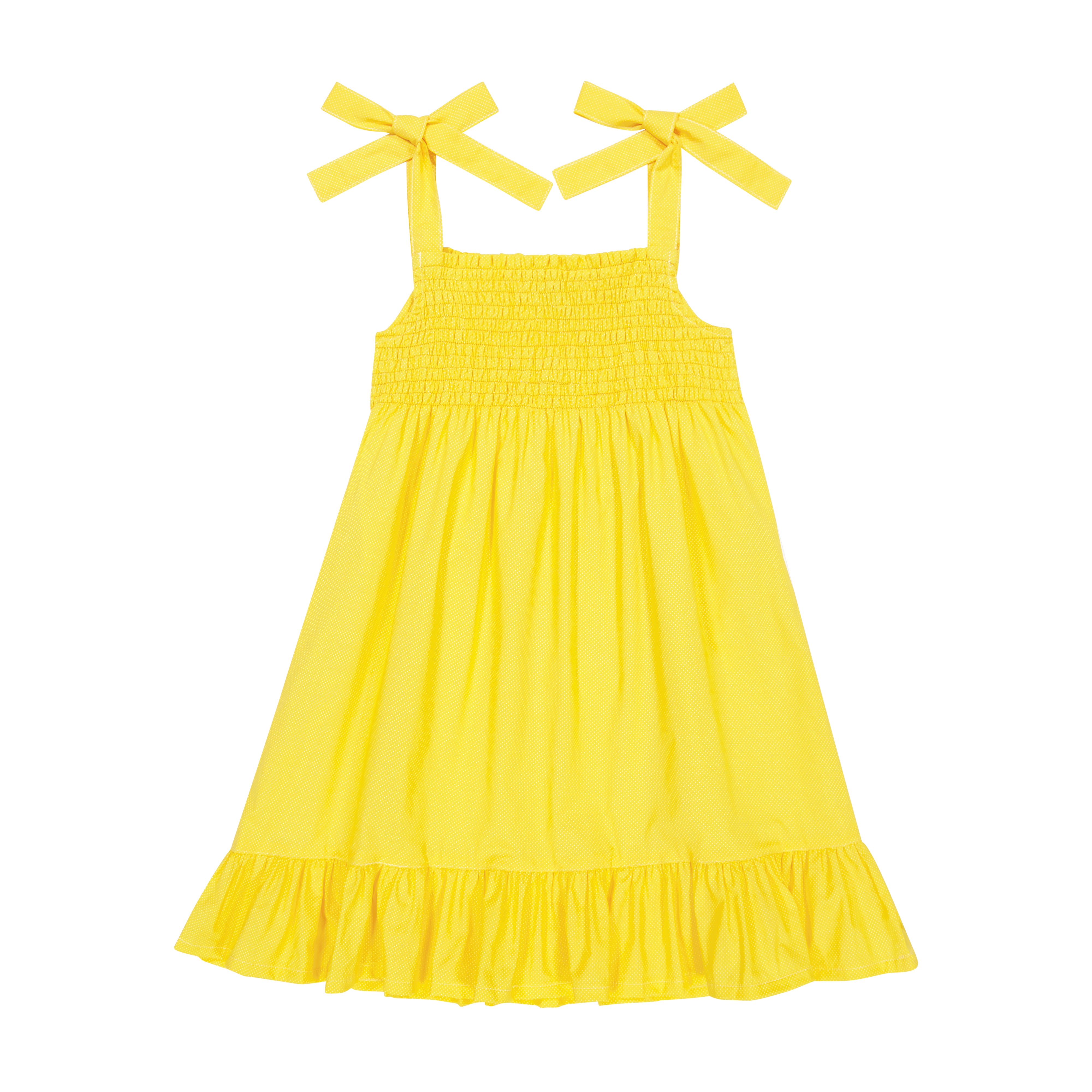 India Shoulder Tie Sundress - Yellow Polka Dot Floral Summer Dress for Women | Beach Vacation, Boho Festival, Casual Outfit