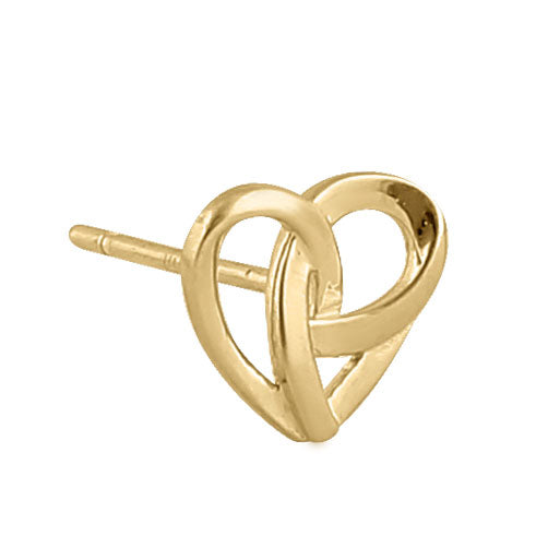 14K Yellow Gold Triquetra Heart Earrings for Women - Celtic Knot Love Symbol Stud Earrings - Perfect for Valentine's Day, Anniversary & Everyday Wear