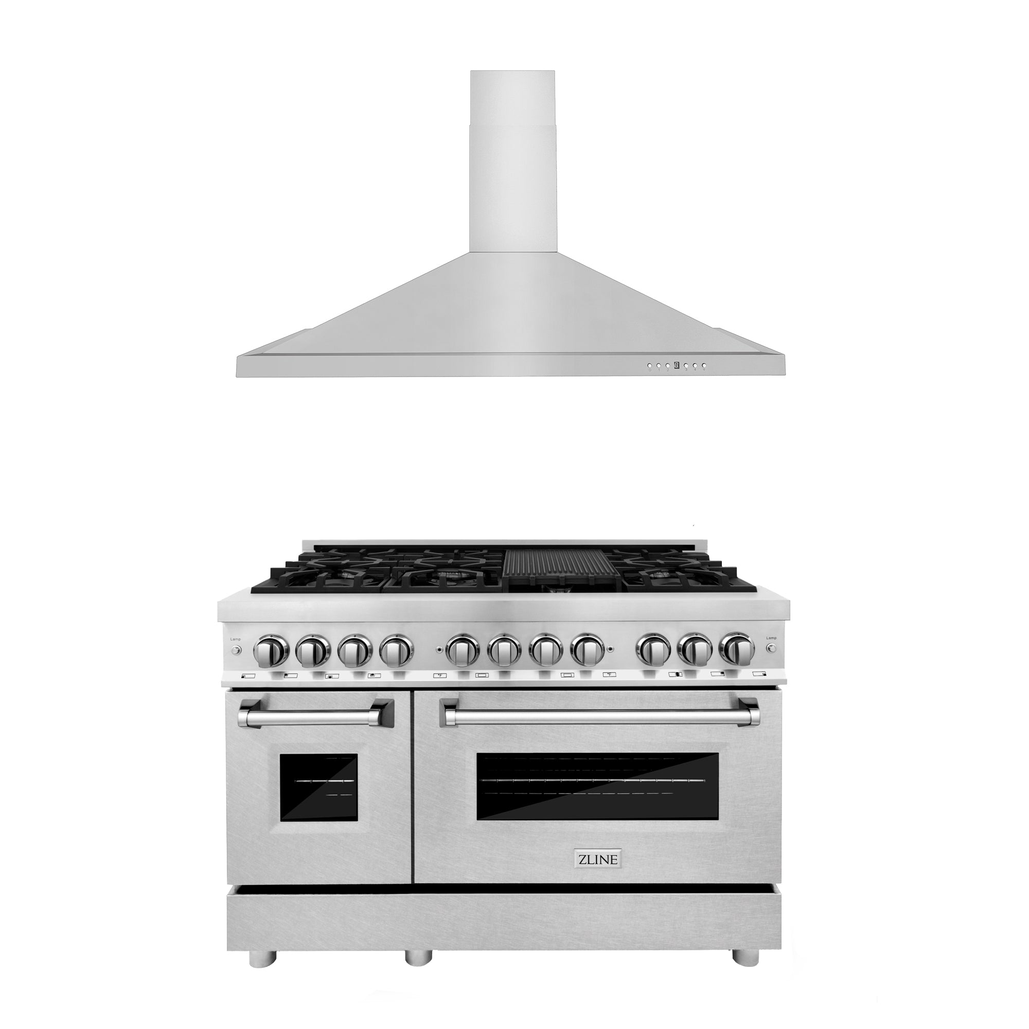ZLINE 48-inch Professional Kitchen Package - Stainless Steel Dual Fuel Range with Convertible Vent Hood | Perfect for Home Chefs & Modern Kitchens