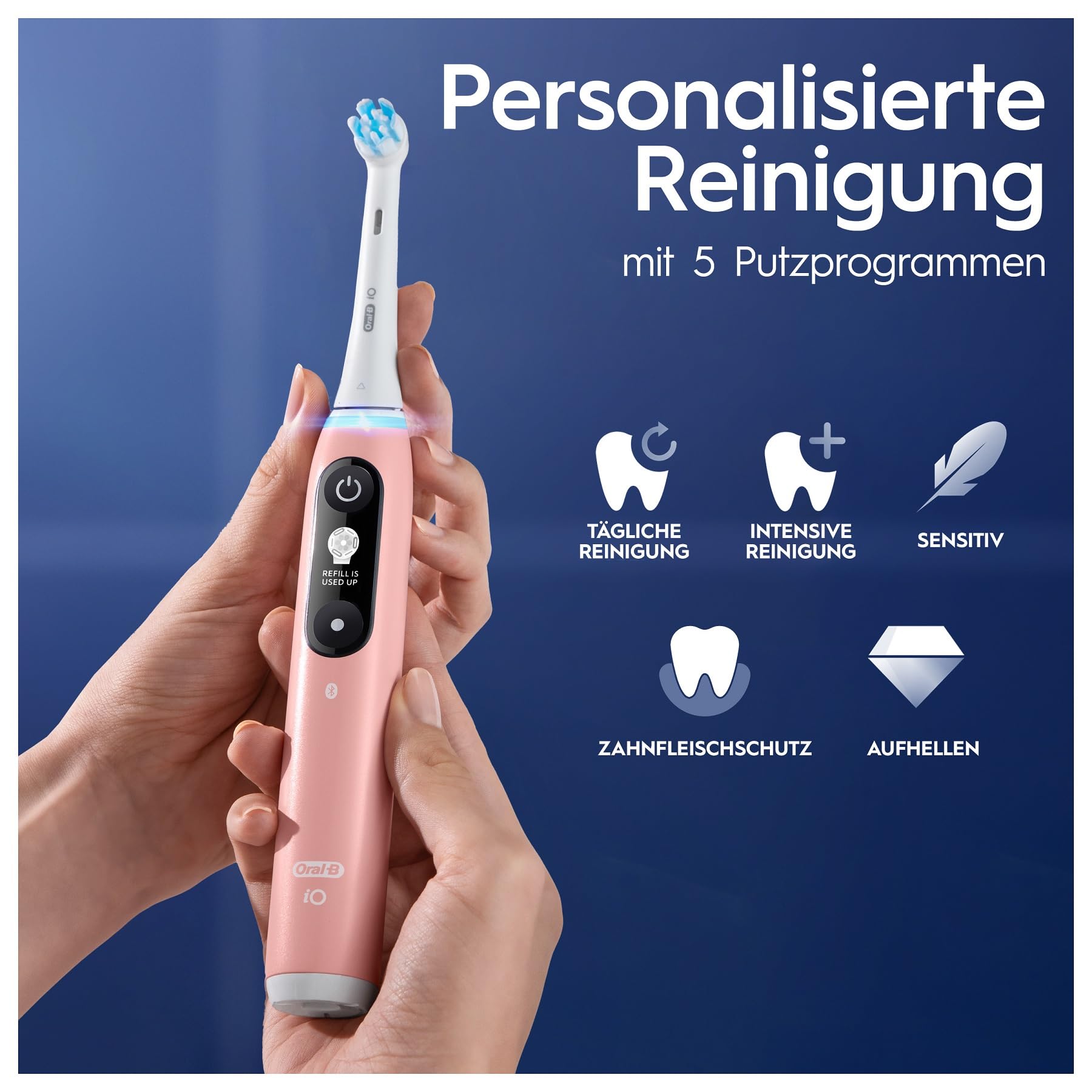 Oral-B iO Series 6 Electric Toothbrush - Pink Sand (JAS22) | Rechargeable with Smart Pressure Sensor & Bluetooth Connectivity for Gentle & Effective Cleaning at Home or Travel