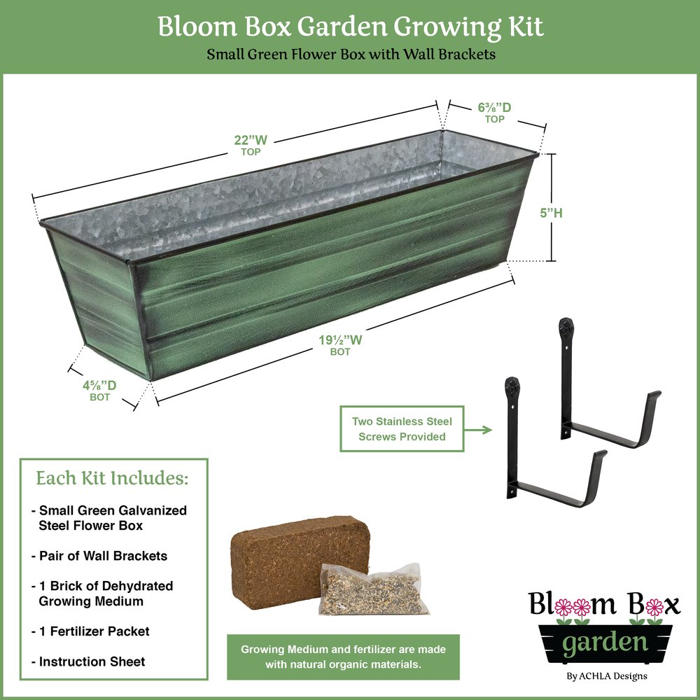 Small Bloom Box Garden Growing Kits - Wall Mount & Clamp On Bracket Options for Indoor Herb Garden, Balcony Planting & Kitchen Window Decor