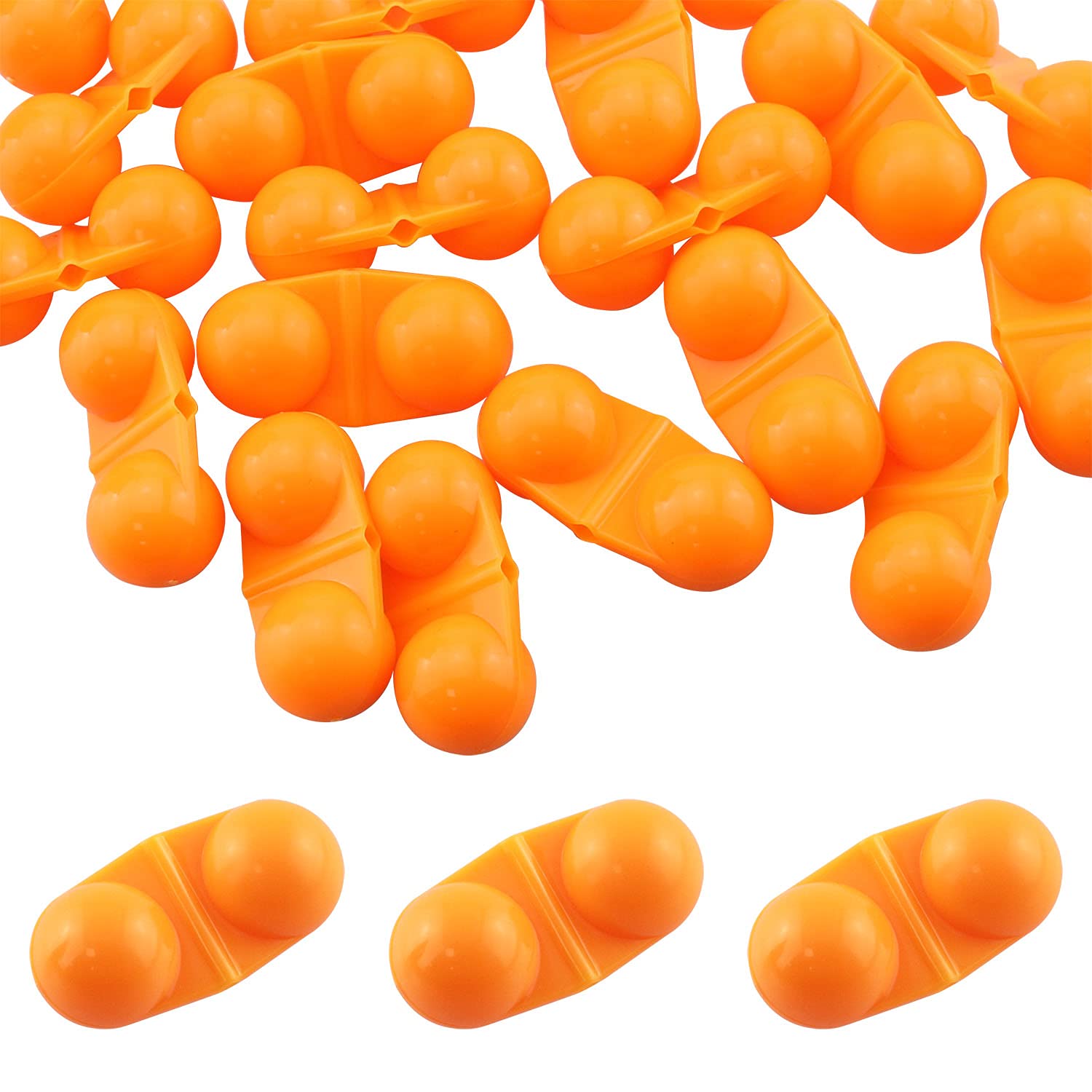 20pcs Orange Fishing Double Rattle Beads - Portable Plastic Lure Attractors with Bell Sound for Bass Trout Fishing | Fishing Accessories & Tackle Box Essentials for Freshwater & Saltwater Anglers