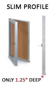 18 x 24 Inch Super Slim Elevator Display Case - 1.25 Inch Deep with Cork Board - Perfect for Office, Home, or Retail Product Showcase
