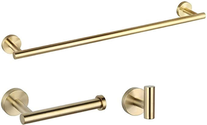3-Piece Brushed Gold Bathroom Accessory Set - 22