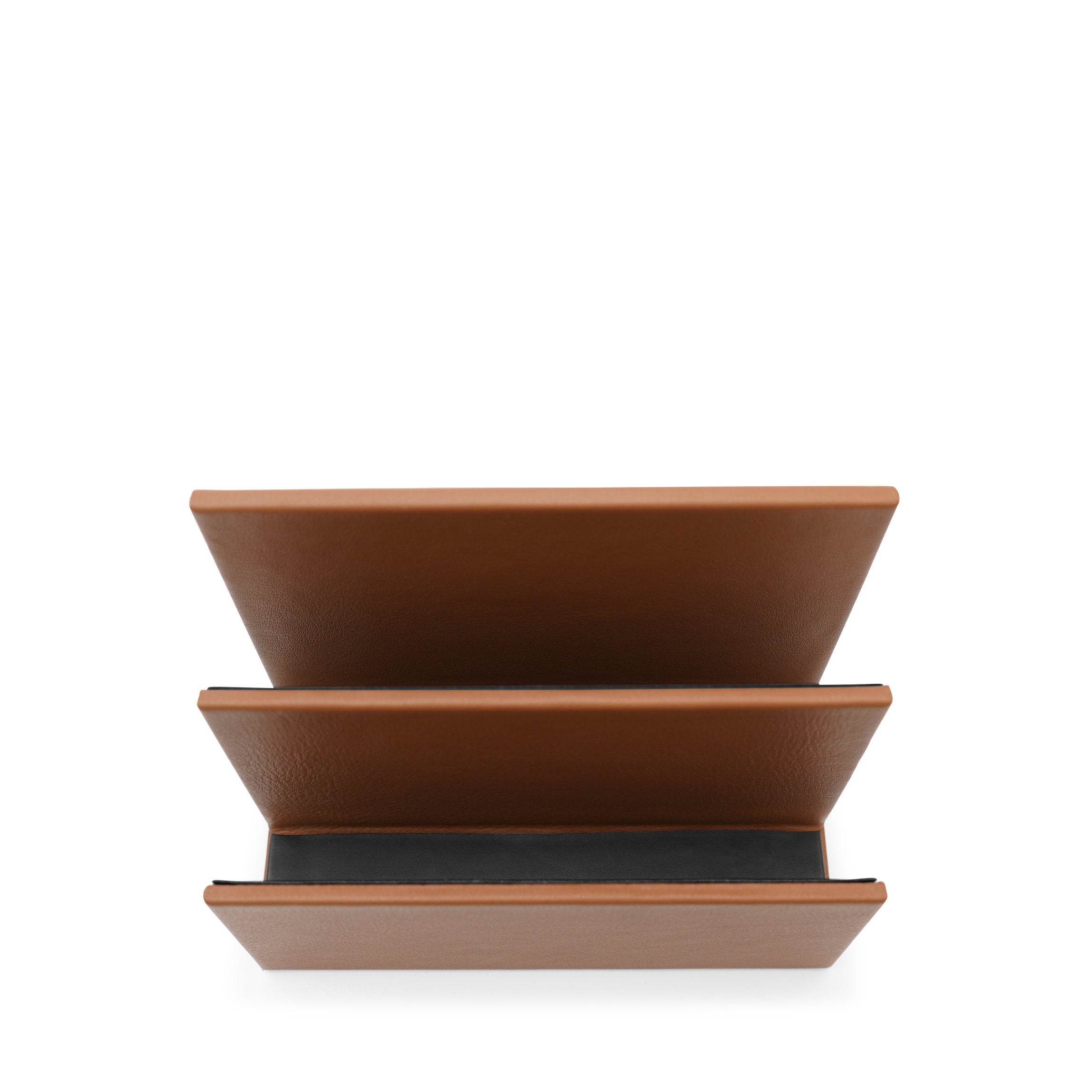 Vintage Leather Letter Holder - Cognac Brown Desk Organizer for Home & Office | Perfect for Mail, Bills, and Documents