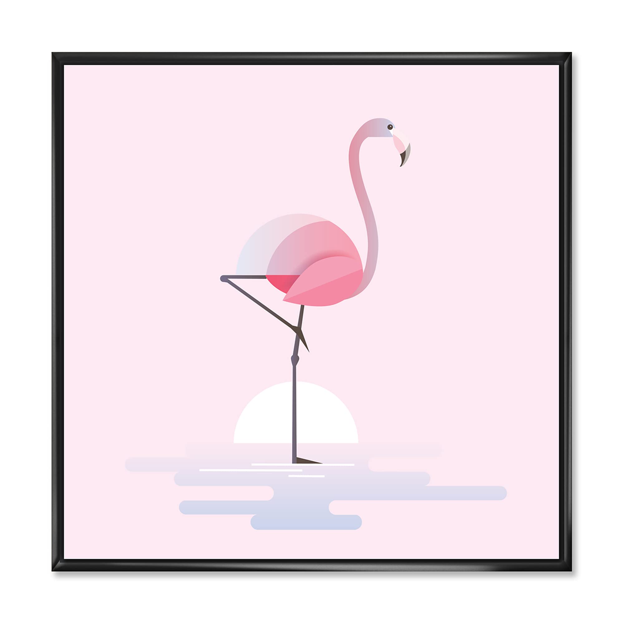 DesignQ Standing Pink Flamingo Wall Art - Farmhouse Decor Framed Canvas Print - Perfect for Living Room, Bedroom & Office Decor