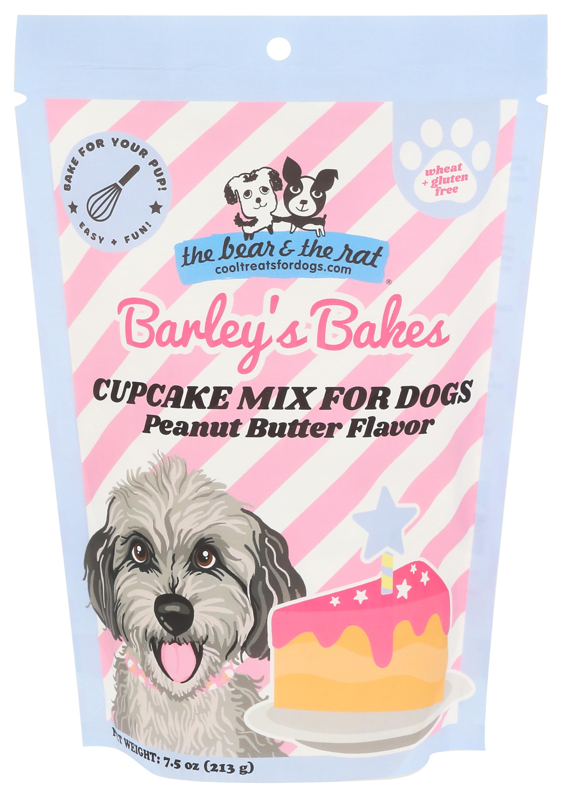 Wheat-Free Dog Birthday Cake Mix - Bone Broth & Peanut Butter Flavors for Puppies & Large Dogs | Easy Bake or Microwave Treat | Limited Ingredients | Made in USA | Perfect for Birthday Celebrations & Special Occasions
