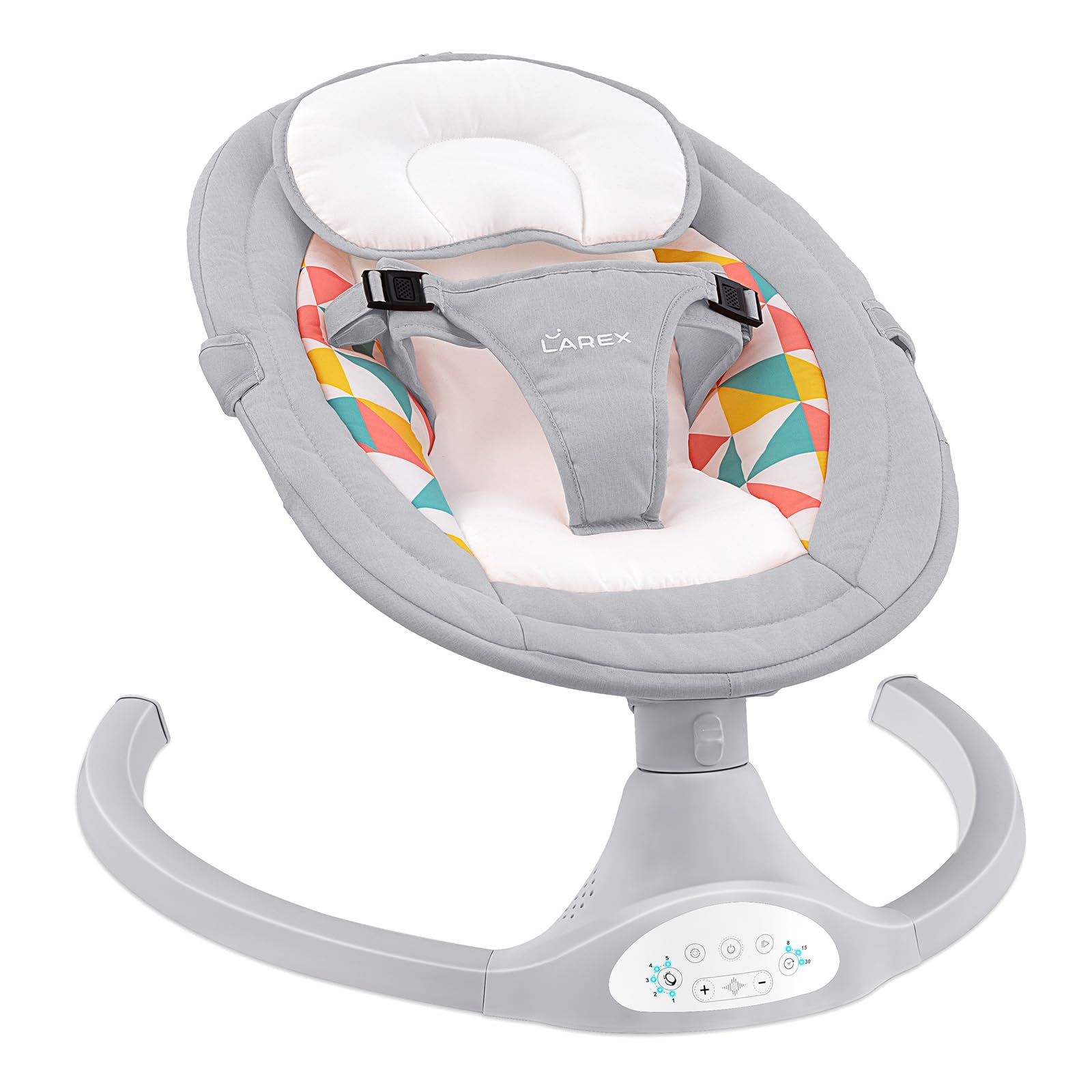 LAREX Electric Baby Swing with Bluetooth, 5 Speed Settings & Remote Control - Portable Infant Rocker for Newborns (Grey) - Perfect for Nursery, Travel & Soothing Fussy Babies
