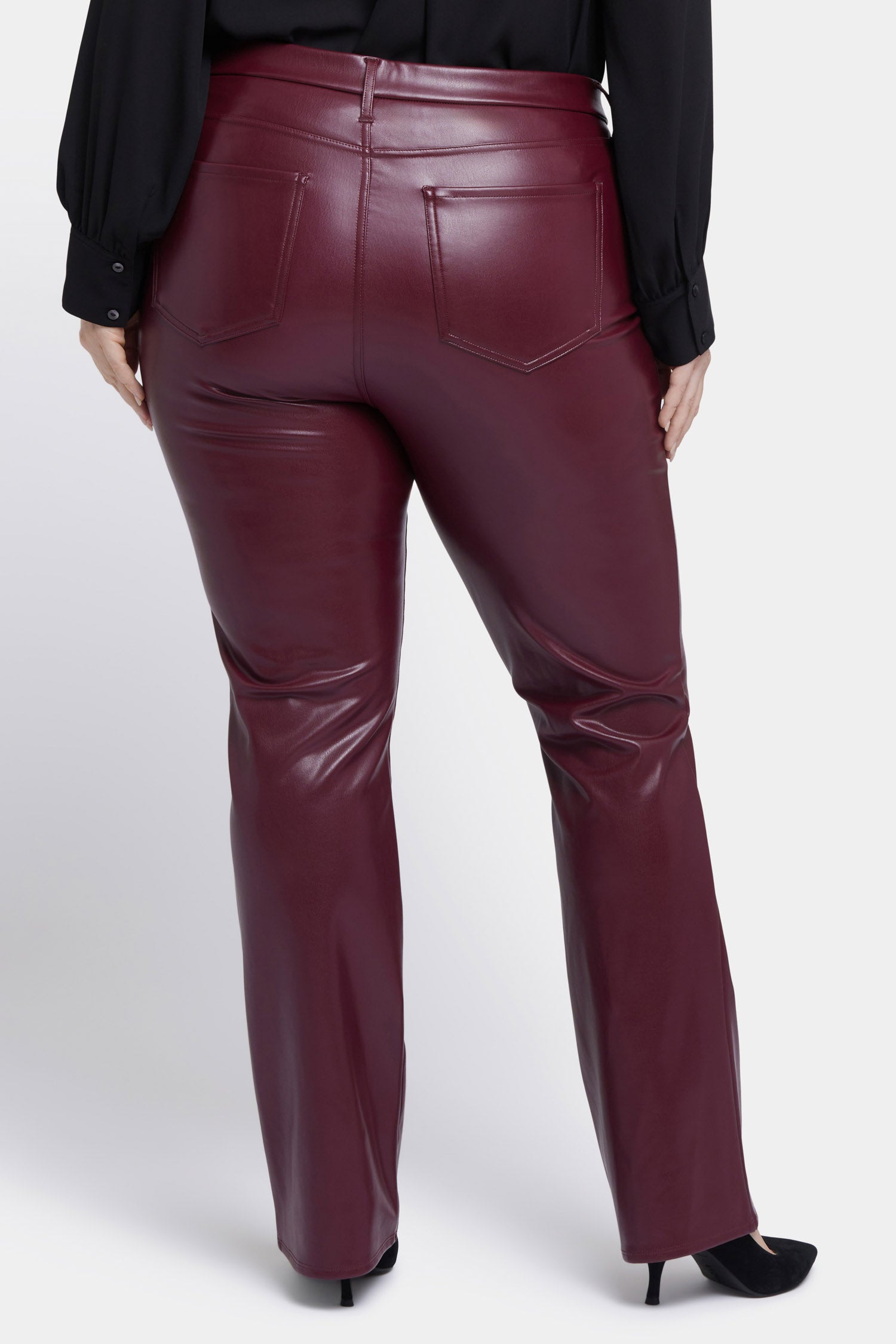 Stylish Plus Size Faux Leather Marilyn Straight Pants for Women - Perfect for Office, Night Out & Casual Wear | Tavern