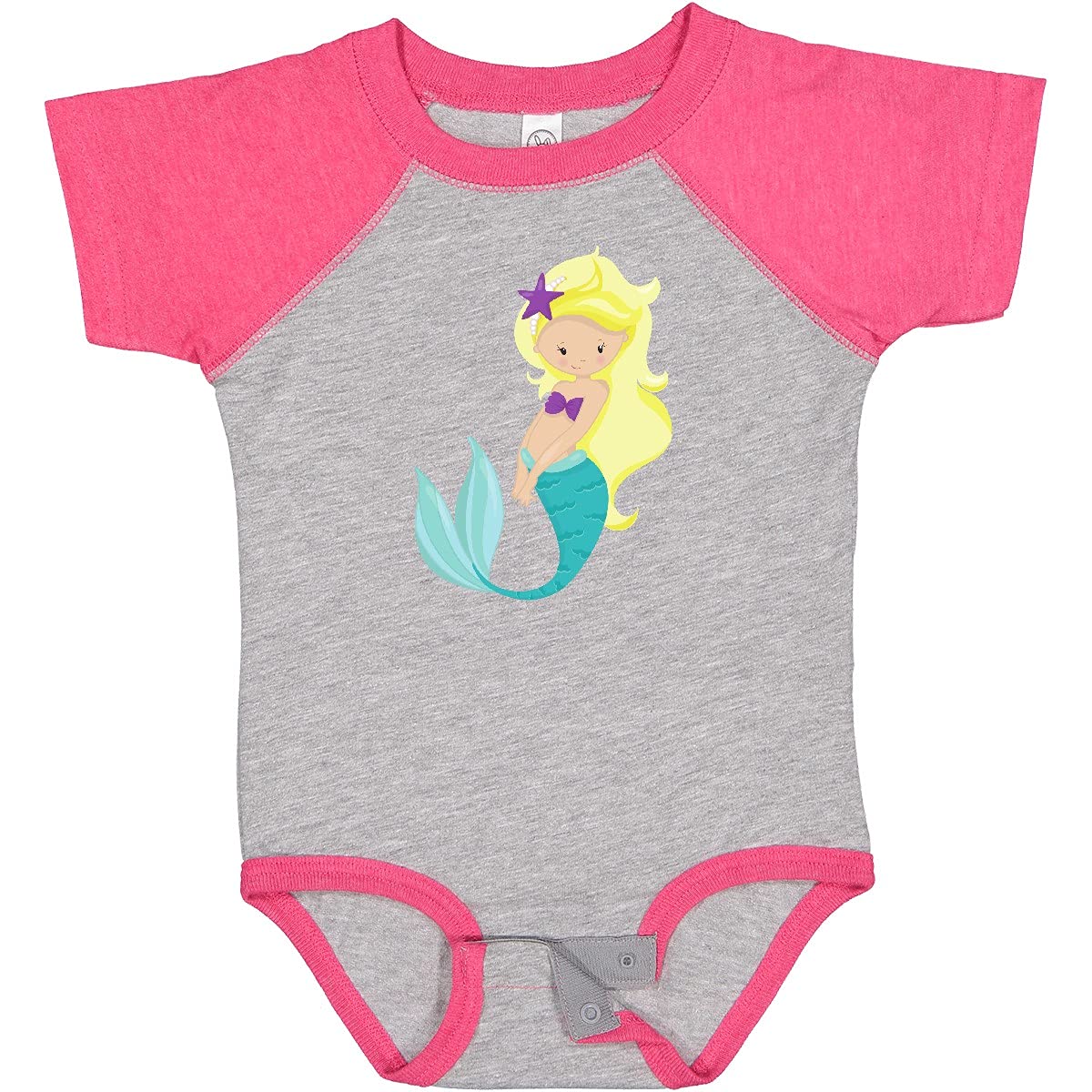 Inktastic Cute Mermaid Baby Bodysuit - Little Mermaid with Blonde Hair & Stars - Perfect for Newborn Photos, Baby Showers & Disney-Themed Gifts