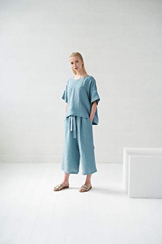 BALI Linen Top in Dusty Blue - Breathable & Stylish Women's Blouse for Summer, Beach, and Casual Outings