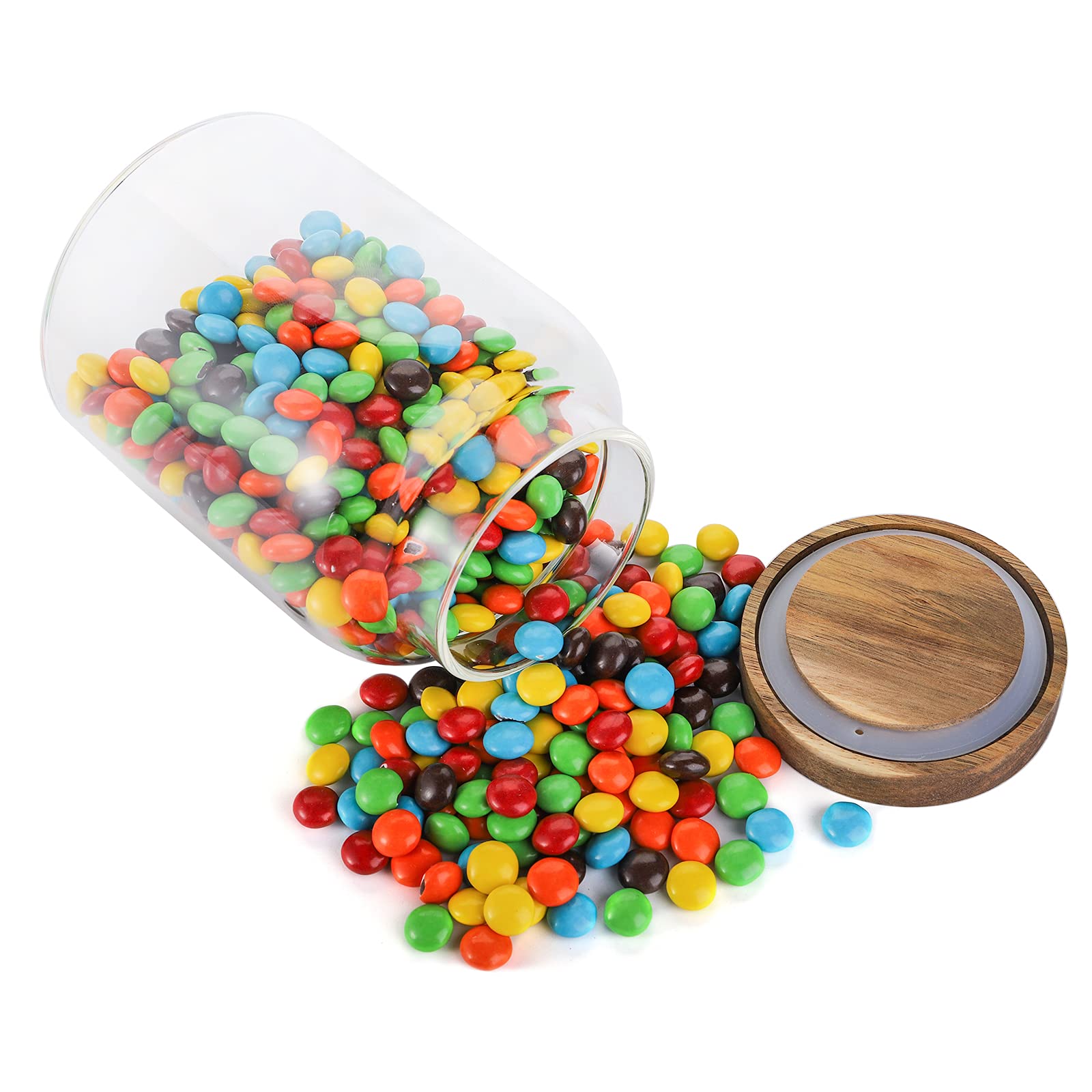 Bekith 2-Pack 42oz (1250ml) Glass Storage Jars with Wooden Lids - Airtight Food Containers for Pantry Organization - Perfect for Storing Coffee, Tea, Sugar, Flour, Rice, Beans & Dry Goods - Kitchen & Home Storage Solution
