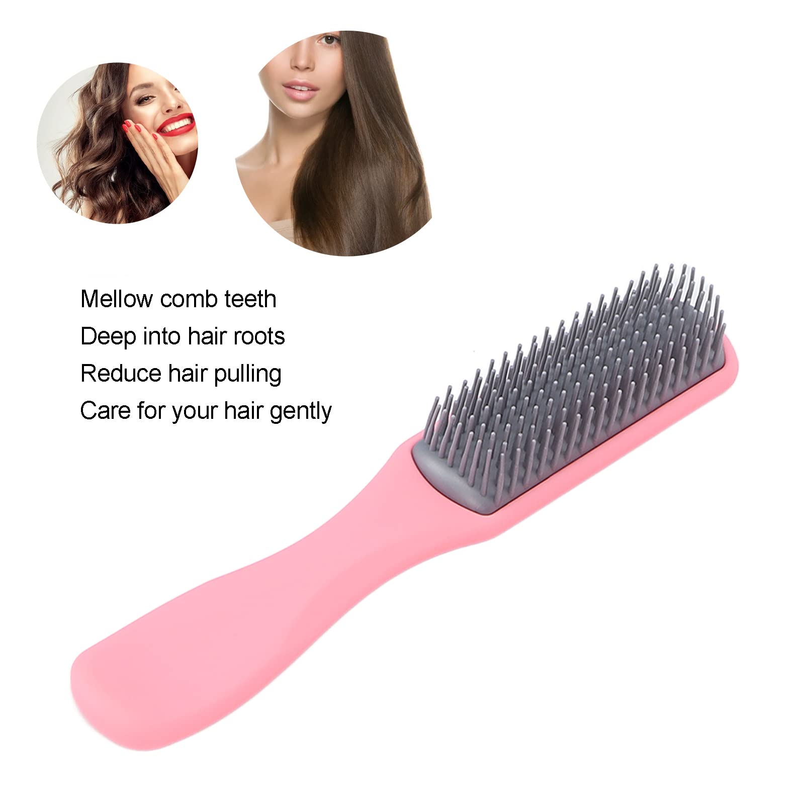 Detangling Hair Brush Set - 4pcs Ergonomic Scalp Massage Comb & Tail Comb for Smooth Hair, Portable for Travel & Home Use, Salon Quality (Pink, Boxed) - Perfect for Styling, Detangling & Scalp Care at Home, Salon or On-the-Go