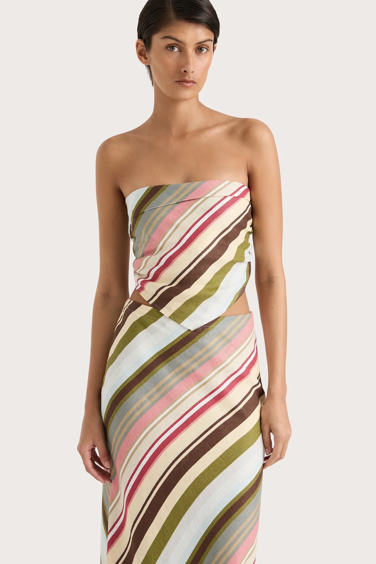 Antibes Strapless Top - Striped Women's Fashion Blouse for Summer, Beach & Party Wear