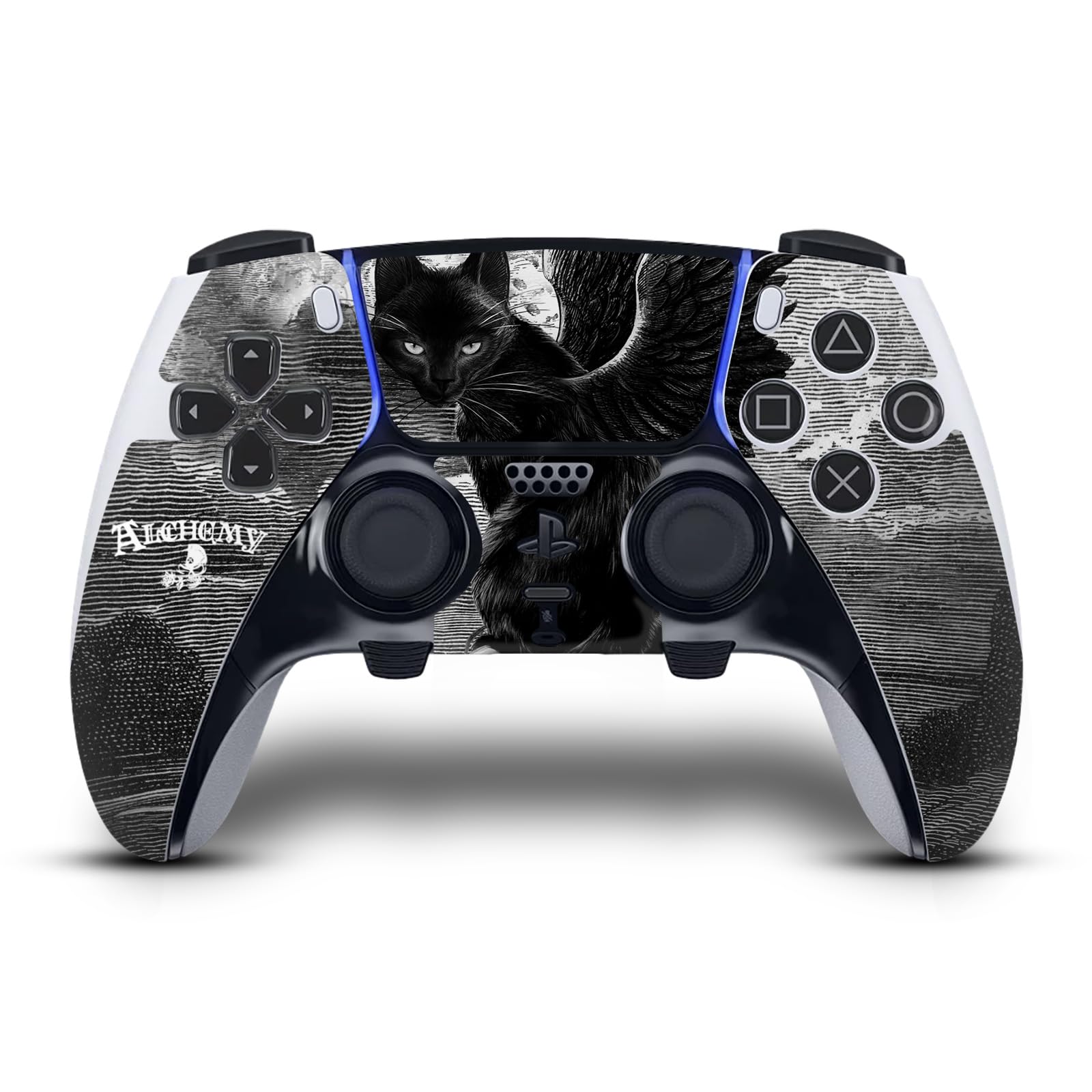 Official Alchemy Gothic Licensed Head Case Designs - Nine Lives Cat Skull Poe Gothic Vinyl Decal Skin Compatible with Sony PlayStation 5 PS5 DualSense Edge Controller - Perfect for Gamers & Gothic Decor Enthusiasts