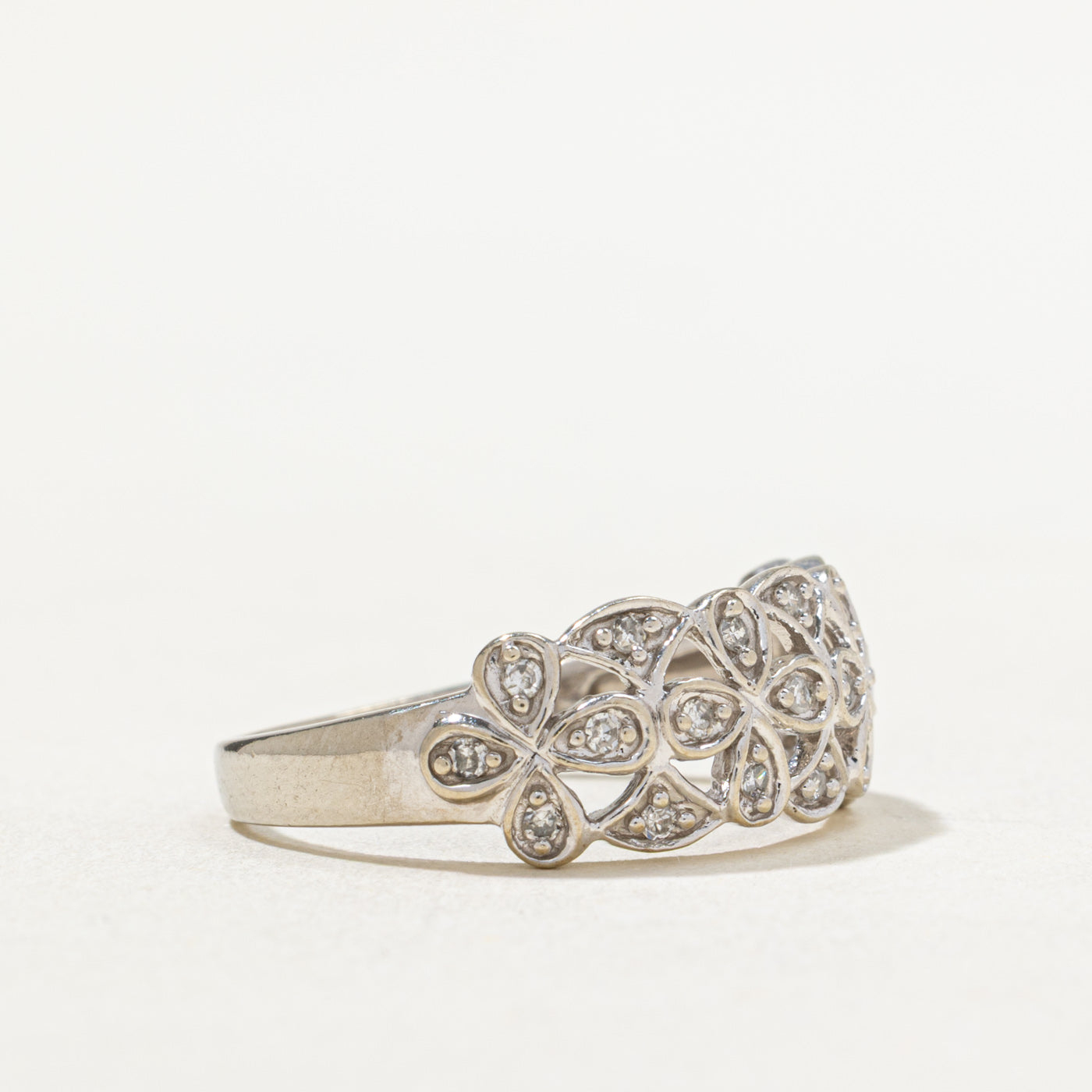 0.17ctw Diamond Openwork Ring for Women - Size 7 | Elegant Scattered Diamond Design | Perfect for Engagement, Anniversary & Special Occasions