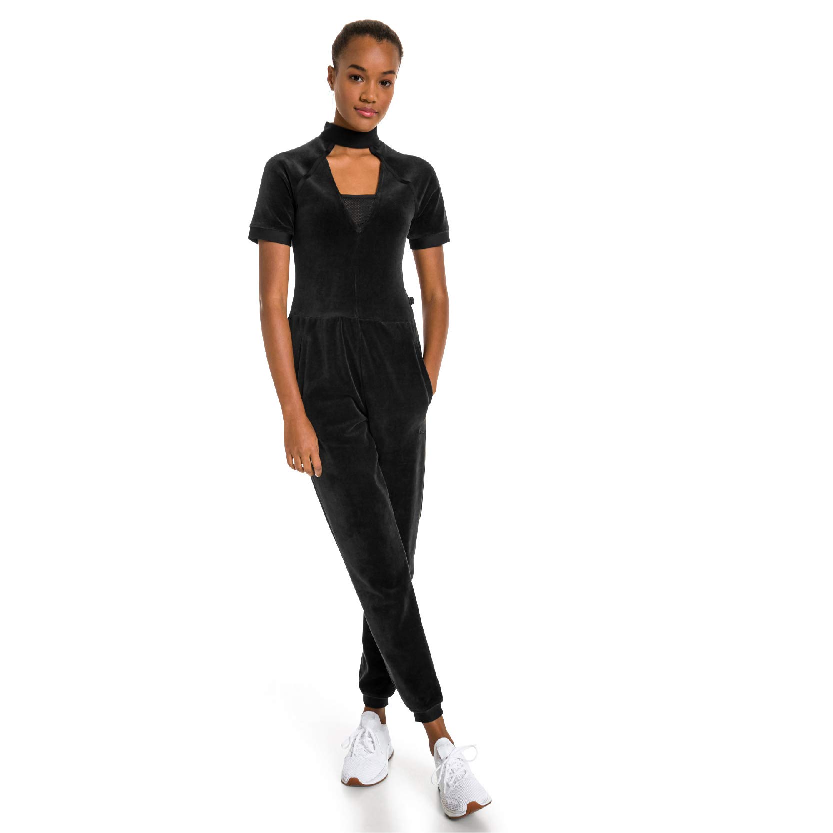 PUMA x Selena Gomez Women's Jumpsuit Pants - Black Athletic Wear for Women, Size L | Comfortable Workout Pants for Gym, Yoga & Casual Wear