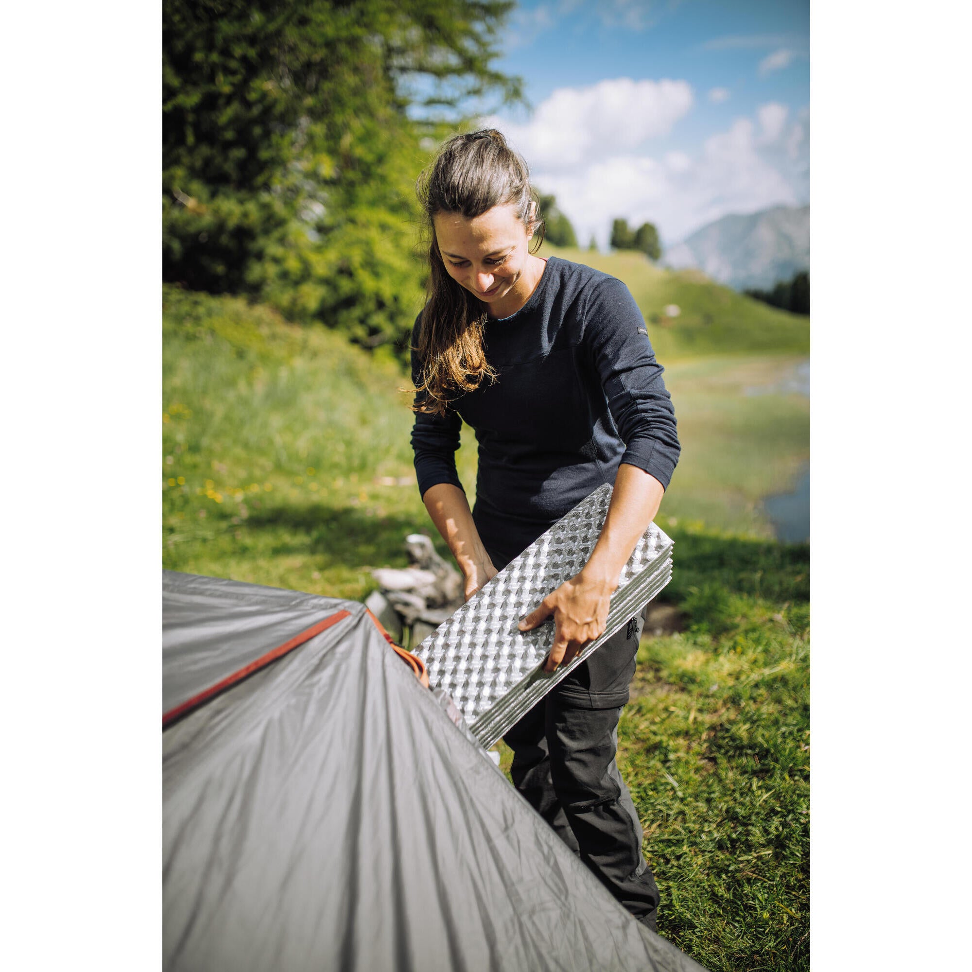 Forclaz Trek 100 Lightweight Folding Foam Hiking Mattress - Portable Camping Sleeping Pad for Backpacking, Travel & Outdoor Adventures