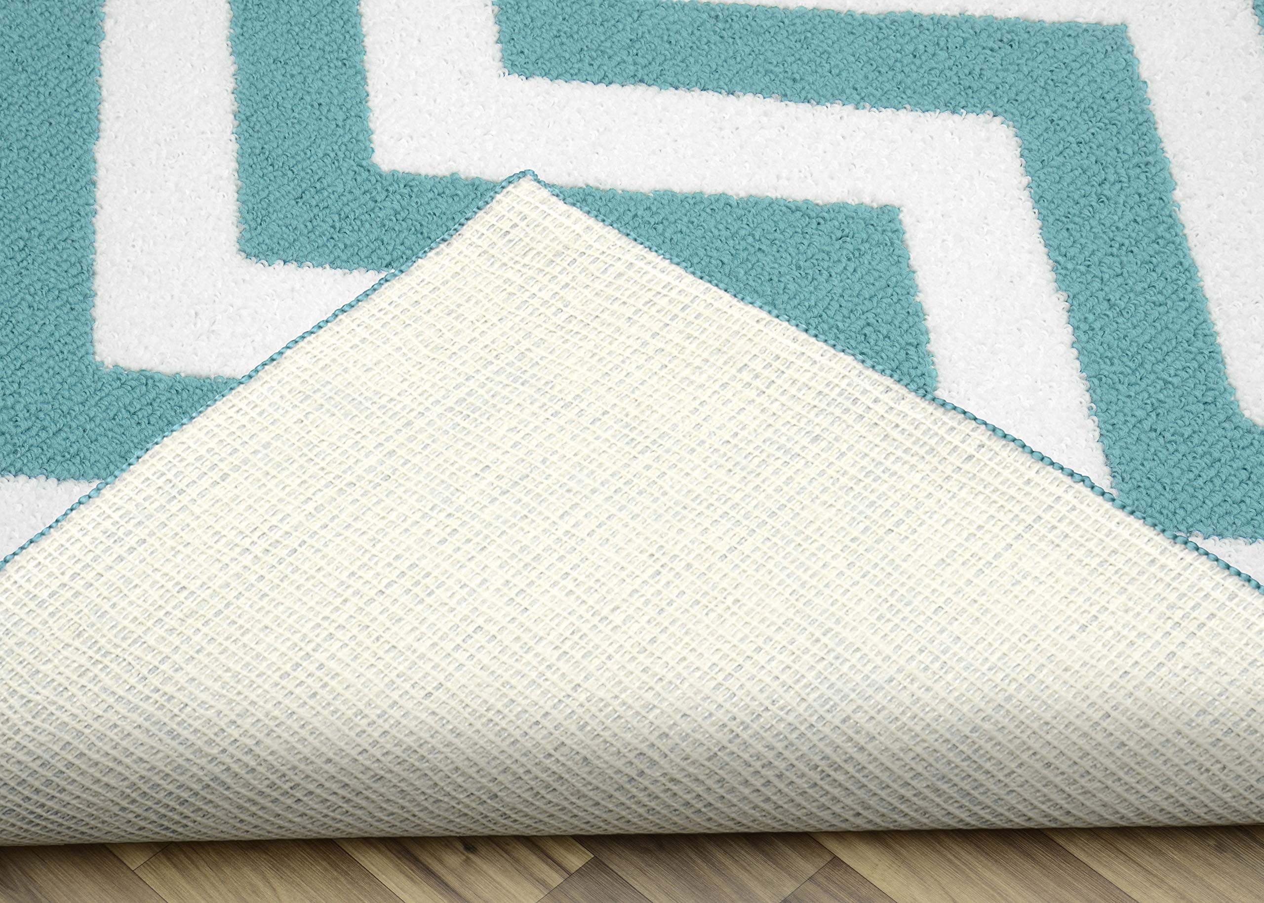 Garland Rug Chevron Area Rug 5x8 Feet - Teal and White Modern Geometric Design - Perfect for Living Room, Bedroom, or Office Decor