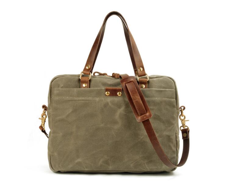 Stylish Grey Unisex Canvas & Leather Briefcase Bag for Work, Travel, and Business - Durable Laptop Messenger Bag for Men & Women