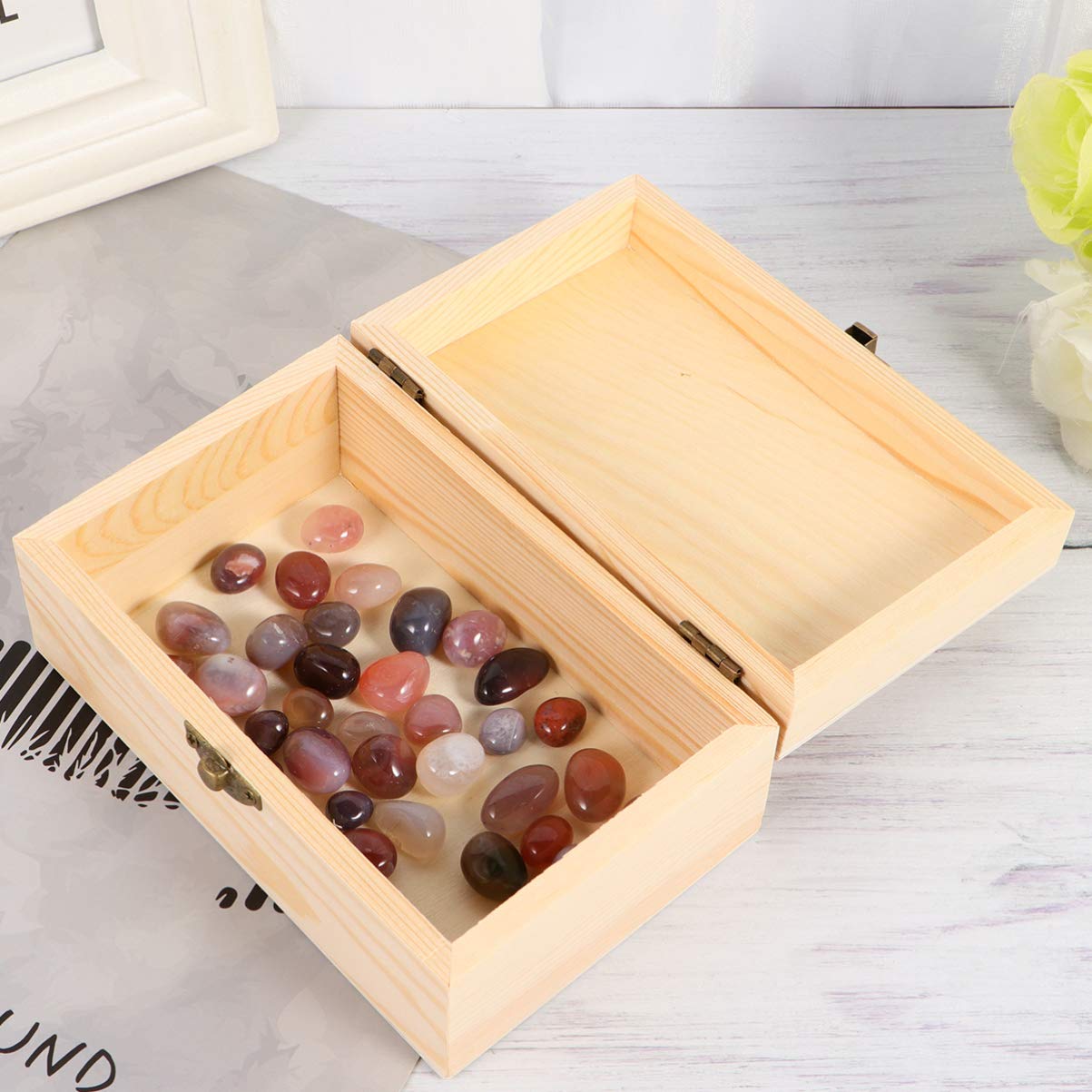 EXCEART Wooden Jewelry Box Organizer - Small Jewelry Storage Container with Hinged Lid for Rings, Earrings & Accessories | Perfect for Kids, Travel & Home Decor