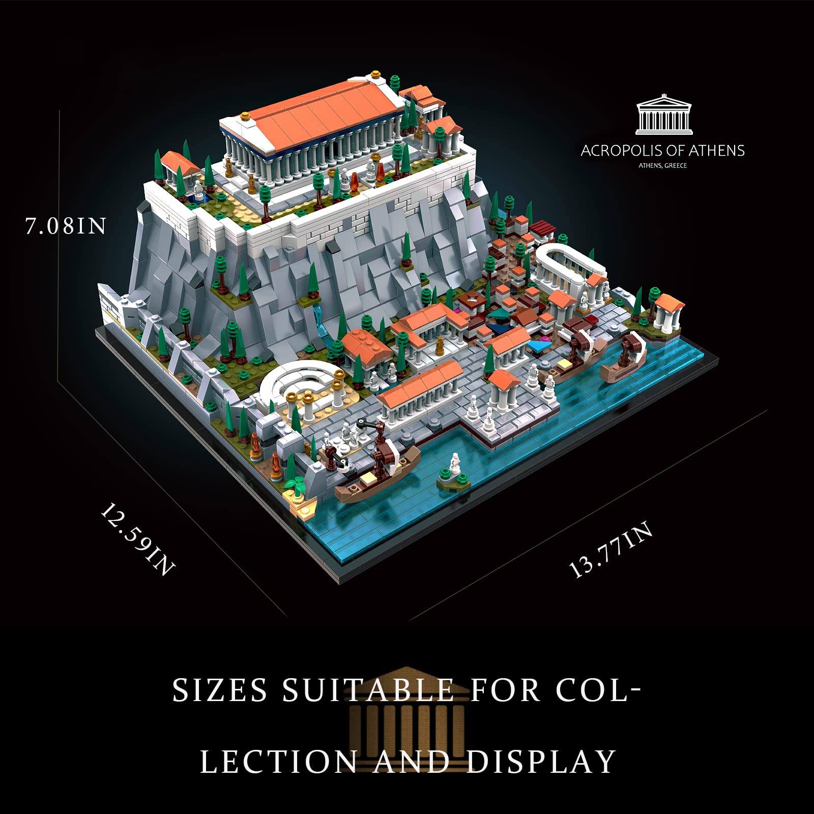 The Acropolis in Athens Architecture Landmark Building Set - 1947-Piece Collectible Model for Adults, Lego-Compatible | Perfect for Home Decor, Office Display & Greek History Enthusiasts