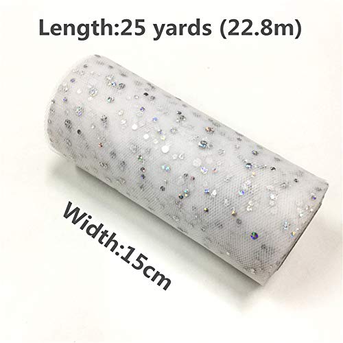 2 Rolls 25 Yards Glitter Sequin Tulle Fabric - 6 Inch Wide Tulle Roll for DIY Tutu Skirts, Baby Girl Dresses, Wedding Decor & Table Centerpieces (Pink Rose) - Perfect for Party Decorations, Bridal Showers & Craft Projects
