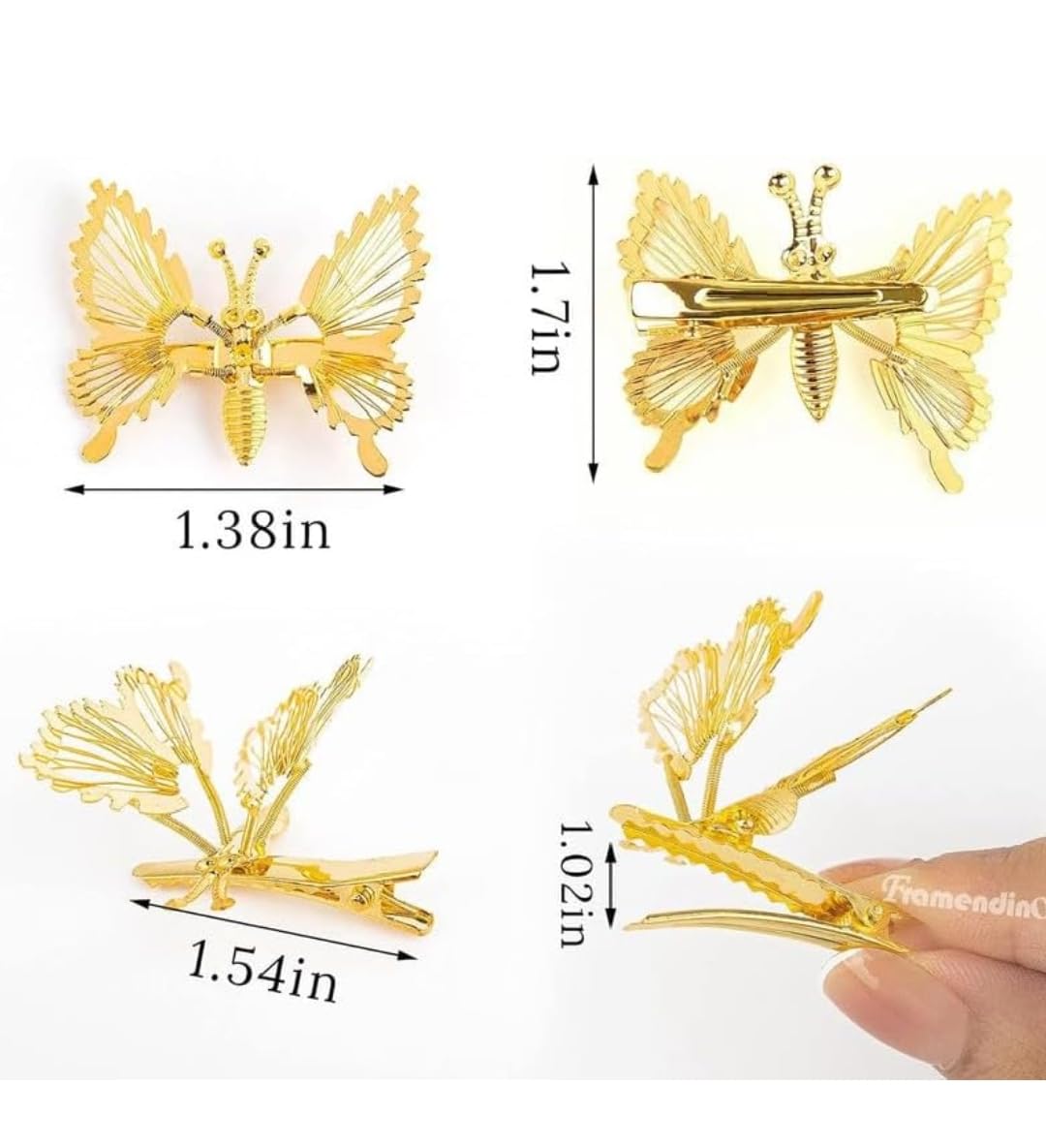 SHIDARA 6 PCS 3D Butterfly Hair Clips - Gold & Silver Metal Moving Butterfly Hair Barrettes for Women & Girls | Cute Hair Accessories for Parties, Weddings & Everyday Style
