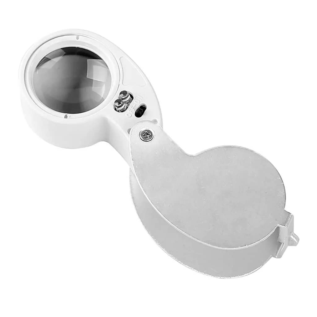 MJWDP Foldable LED Magnifying Glass with Light - 3X Optical Lens for Reading, Jewelry Repair, Watchmaking & Crafts - Portable 6.8x5x2.5cm Magnifier for Seniors & Hobbyists (Multiple Colors)