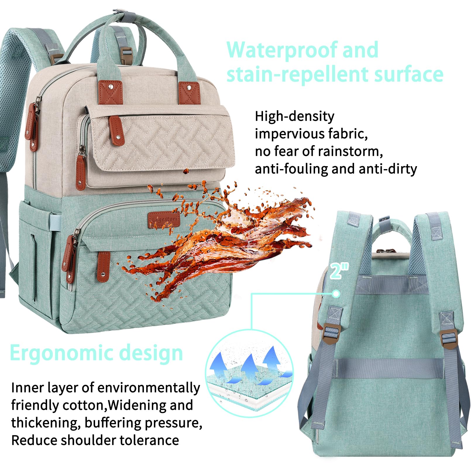 **Waterproof Diaper Backpack for Moms & Dads - Large Baby Travel Bag with Insulated Bottle Pockets & Stroller Straps - Perfect for Daycare, Travel, and On-the-Go Parents**