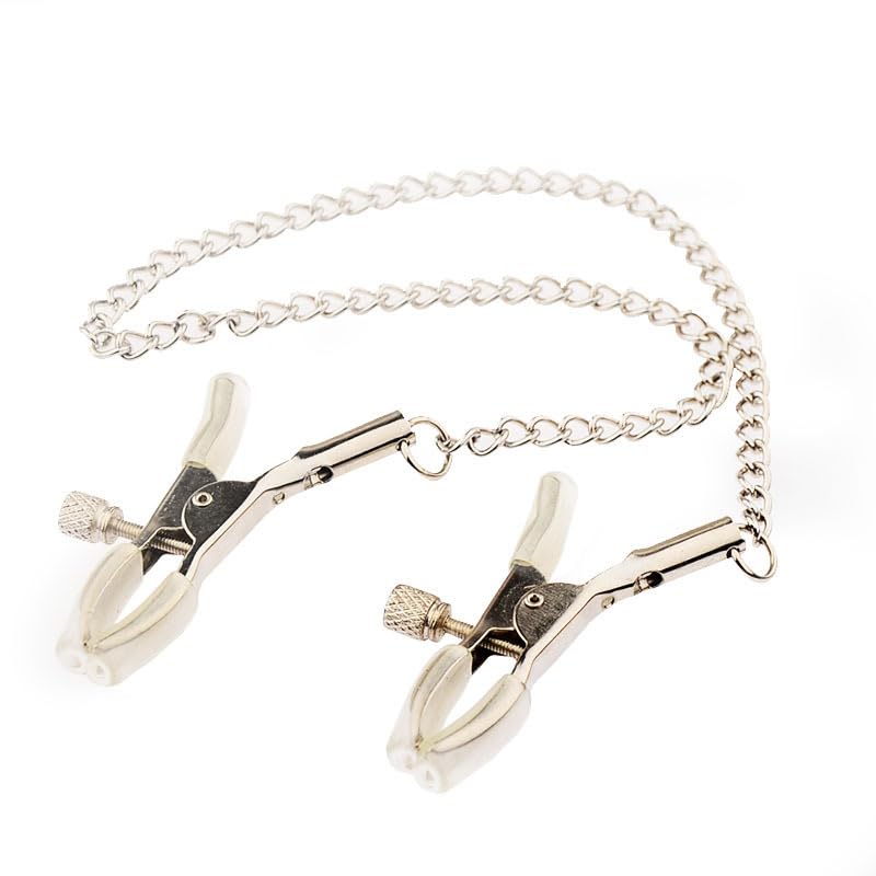 Adjustable Pressure Nipple Clamps - Stainless Steel Non-Piercing Body Jewelry for Women & Men | Sensual Play, BDSM Accessories, Faux Piercing Necklace for Intimate Wear & Fetish Fashion