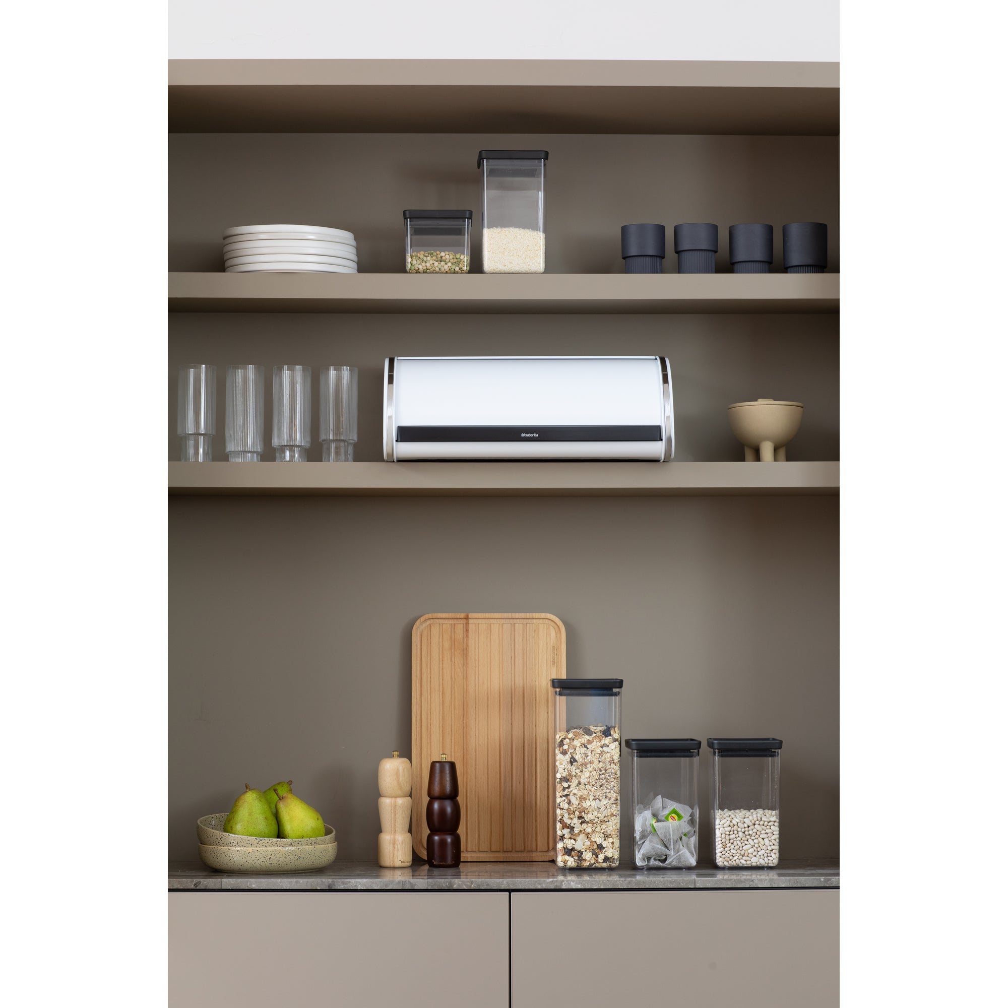 White Roll Top Bread Bin - Airtight Bread Storage Container for Kitchen Countertop, Pantry & Dining Room - Keep Bread Fresh & Organized